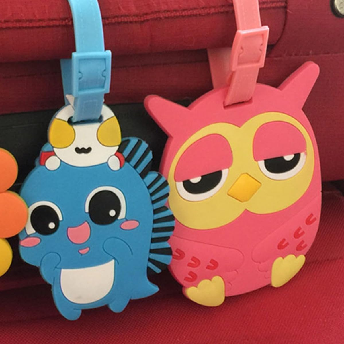 CIMAXIC 2Pcs Cartoon Silicone Luggage Tags for Suitcases, Travel Baggage Id Labels with Sturdy Loop, Soft Cartoon Suitcase Tags for Bags and Travel Gear Random Color Random Color image number 2