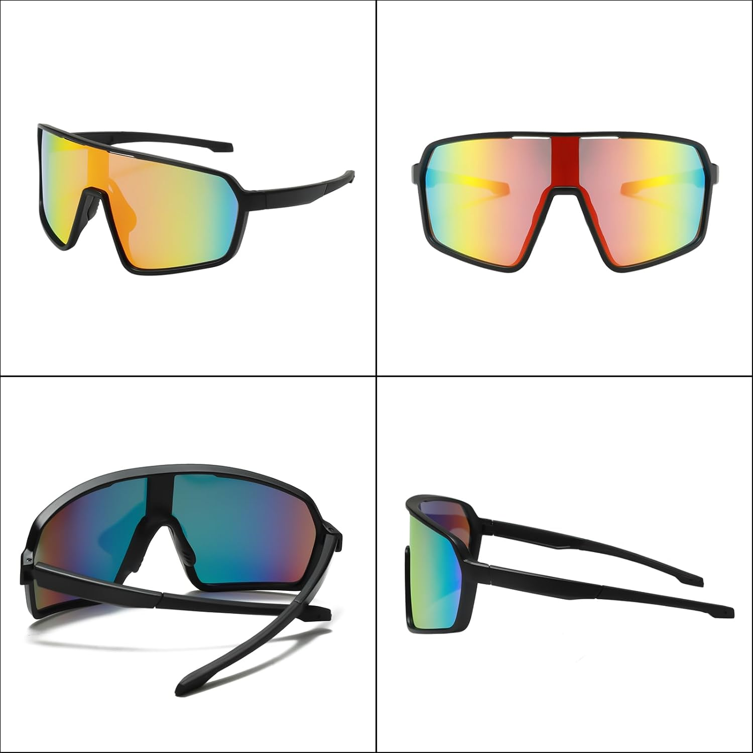 LJCZKA Oversized Sports Sunglasses for Women Men Square Cycling Eyewear for Running Driving Outdoors with UV400 Protection - Black Grey image number 6