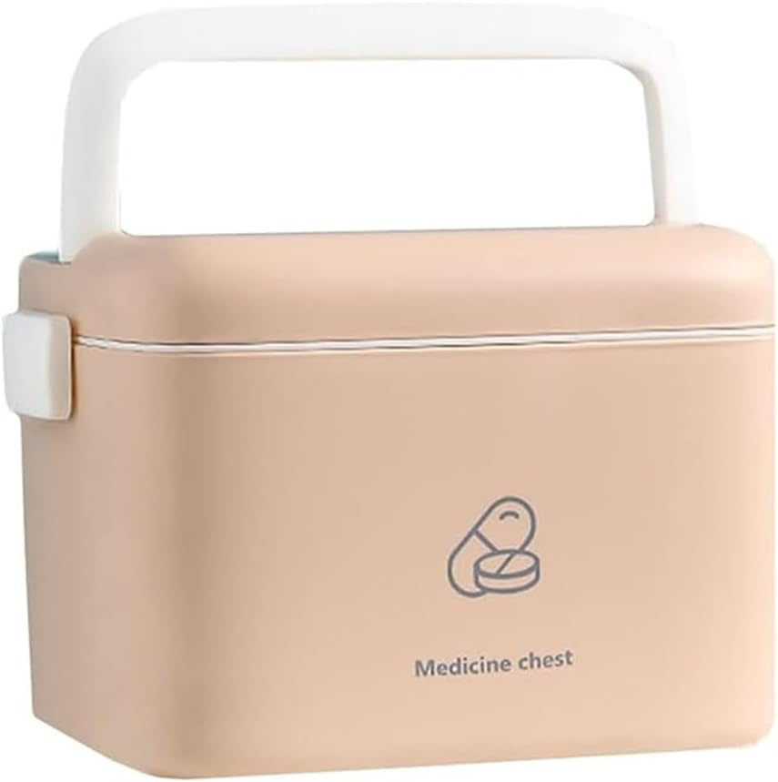 AIMALL Large Capacity PP Medicine Storage Box with Handle for Home Office Travel, Portable Light-Proof Moisture-Proof First Aid Kit, 12.9&times;8.6In & 9&times;6.2In