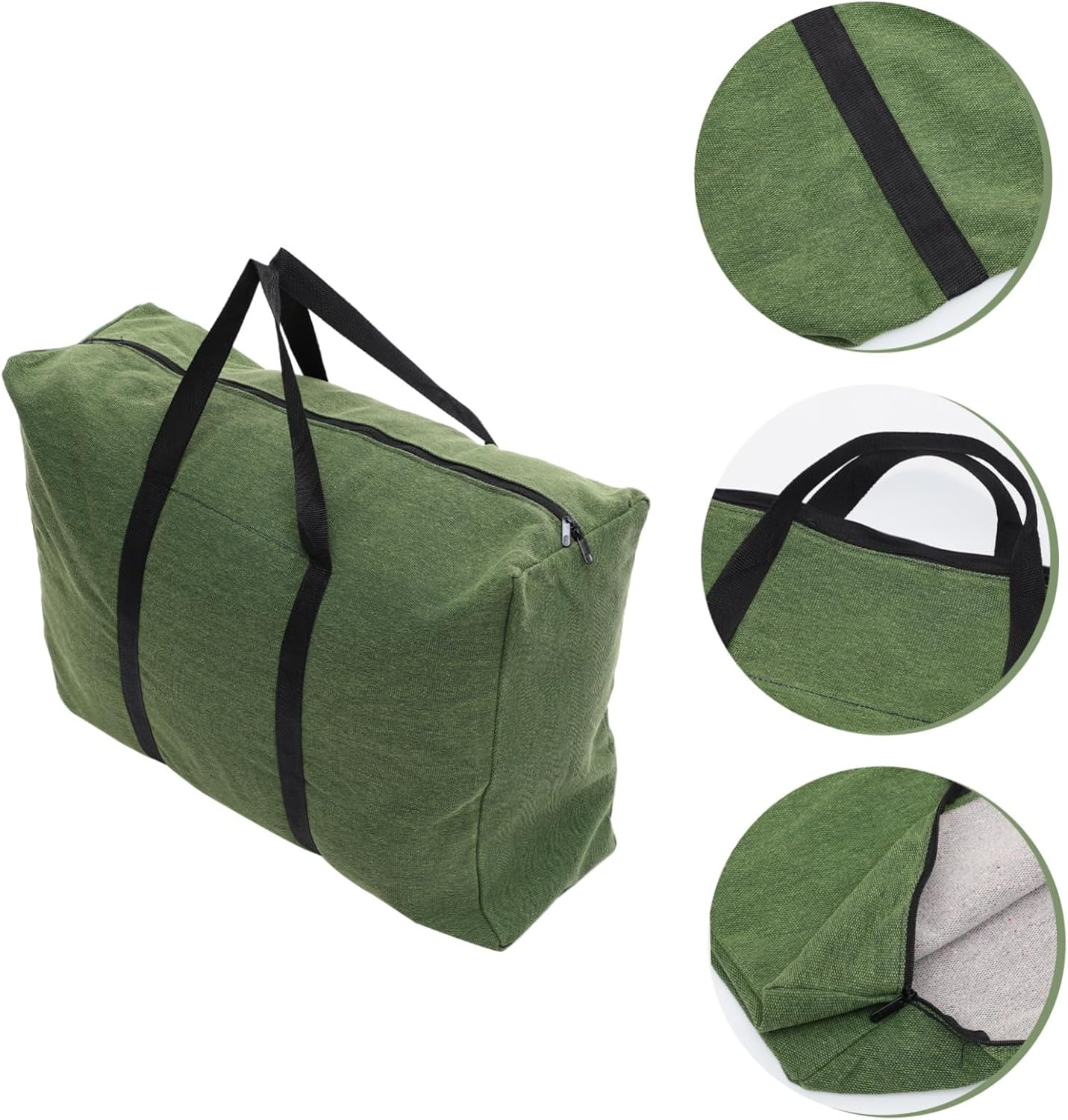 Ibasenice Large Canvas Travel Duffle Bag Thickened Olive Green Military Style Large Capacity Luggage Bag Household Quilt for Moving and Travel Random Color image number 5