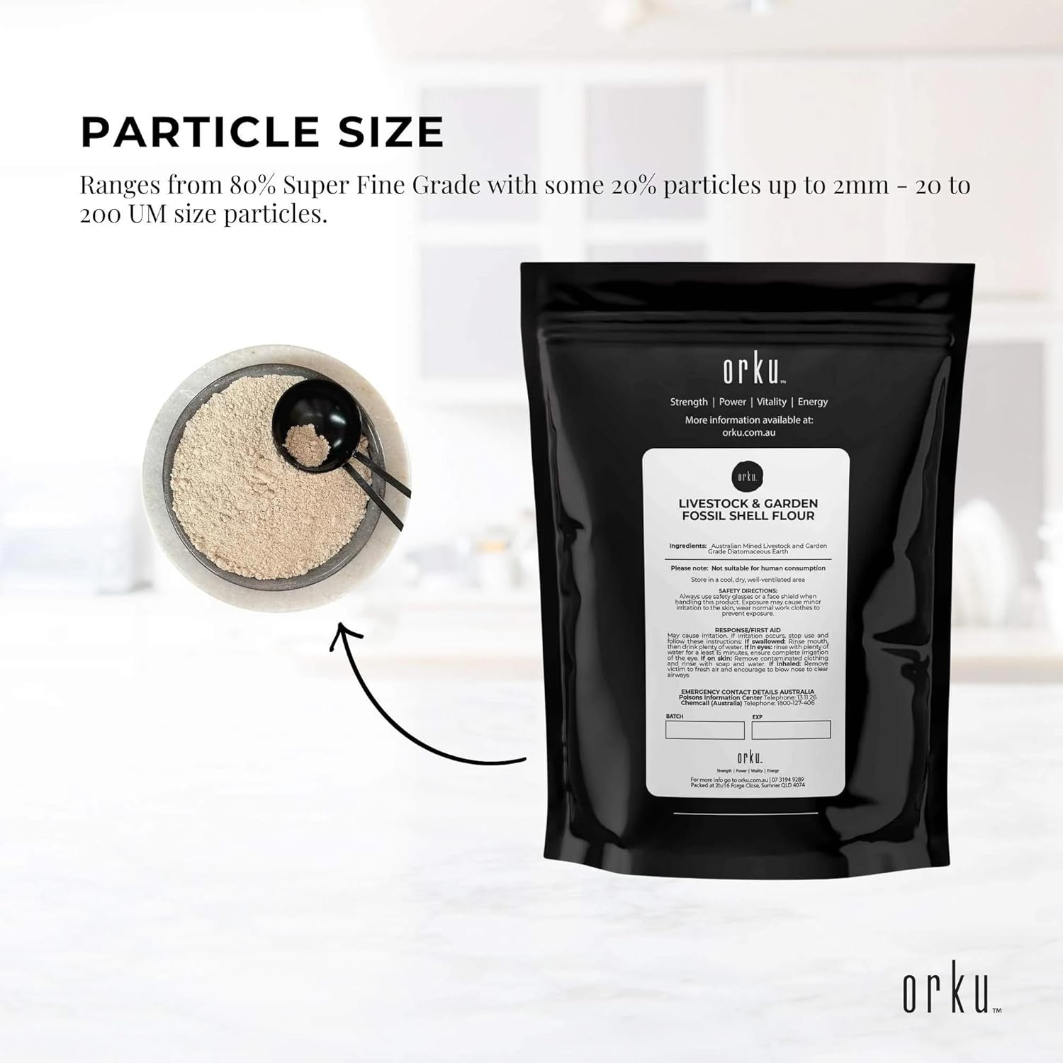 Orku 2Kg Fossil Shell Flour - Livestock Garden Pet Diatomaceous Earth image number 6