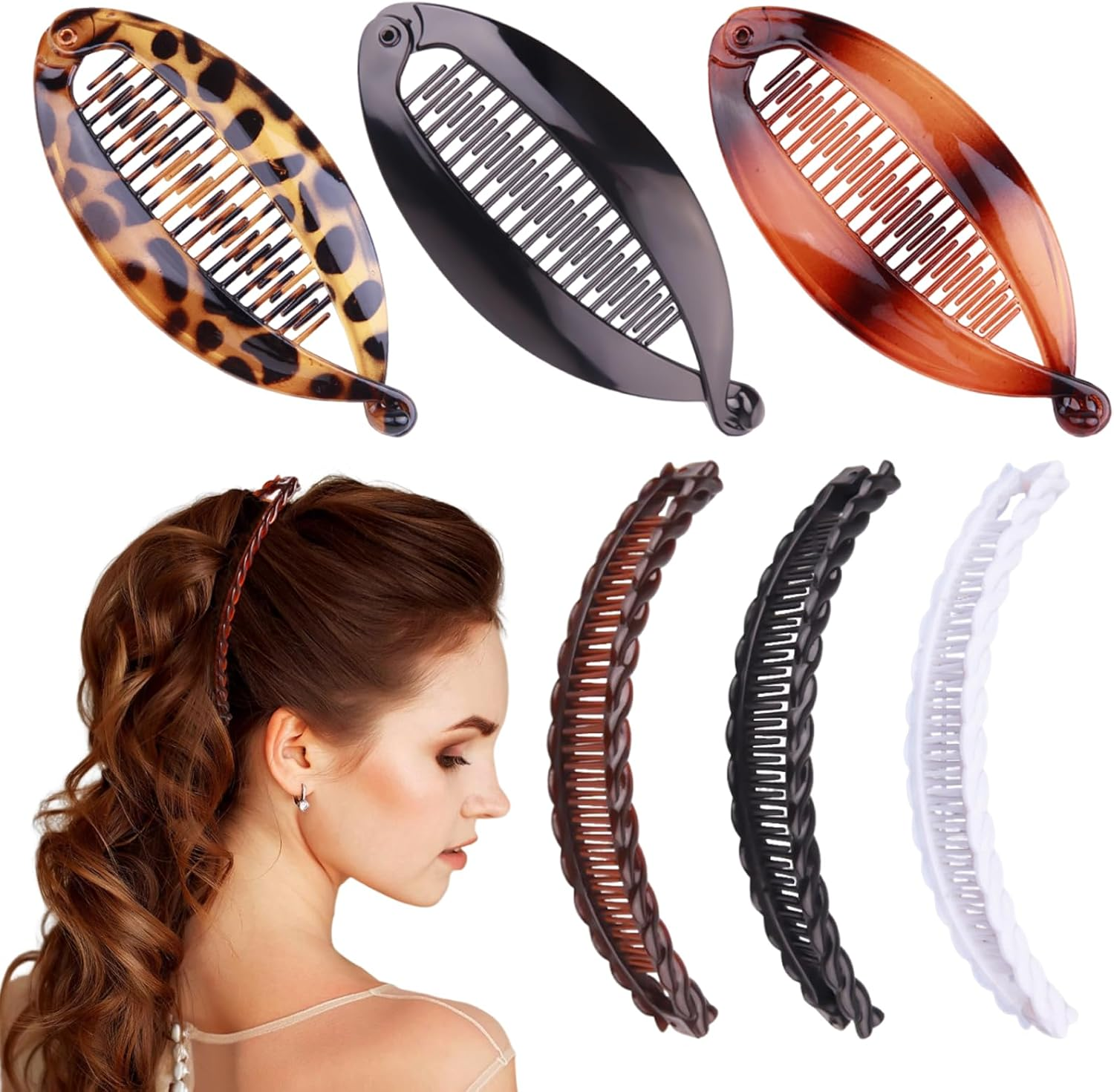 Whaleo Set of 6 Banana Clip Hair Clips Banana Clip Thick Hair Banana Hair Clip Hair Banana Hair Clips Women'S Hair Clip Flat Banana Hair Clip for Women and Girls image number 2