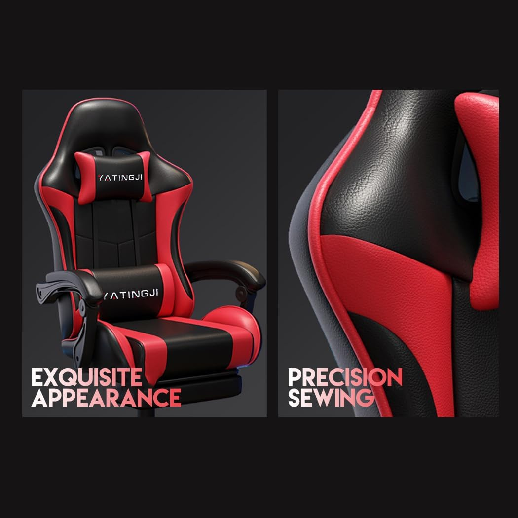 Gaming Chair,With Head Cushion,Height Adjustable,Pu Leather Racing-Style Executive Seat,Reclining Capability,Suitable for Office Chair (Pink and White with Head Cushion) - Blue image number 4