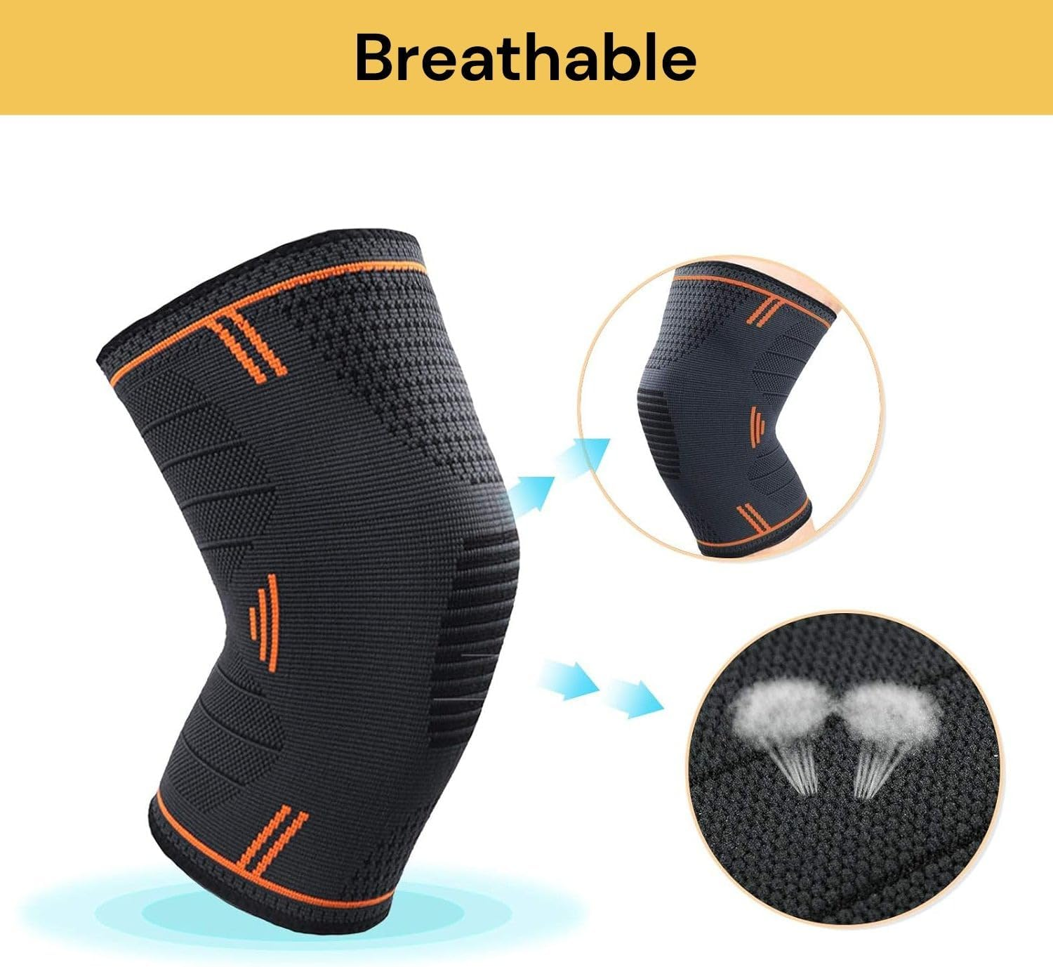 EZONEDEAL Knee Braces for Knee Pain, Knee Compression Sleeve for Men and Women, Knee Support for Meniscus Tear, Running, Weightlifting, Workout, ACL, Arthritis, Joint Pain Relief, Sports (1PCS) (S) image number 1