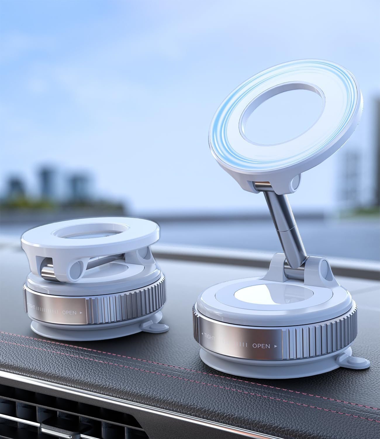 Cloudvalley Magnetic Car Phone Holder, [360&deg; Adjustable] Car Phone Holder, [Strongest Magnetic] Foldable Suction Car Holder for Iphone Magsafe Series and All Phones, Black