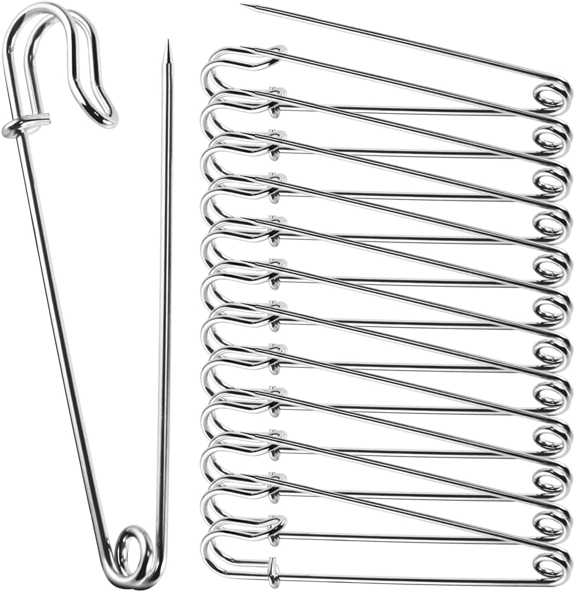 Large Safety Pins Strong for Clothes 4Inch 12 PCS Metal Kilt Pins Heavy Duty Blanket Pins Extra Large Steel Nappy Pins Safety Lock for Arts & Crafts image number 1