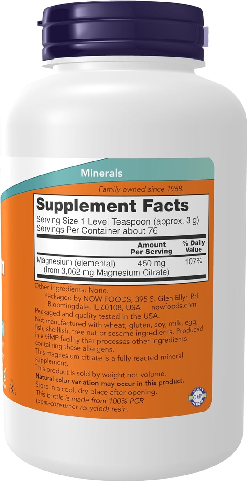 NOW Magnesium Citrate Pure Powder, 8-Ounce image number 6