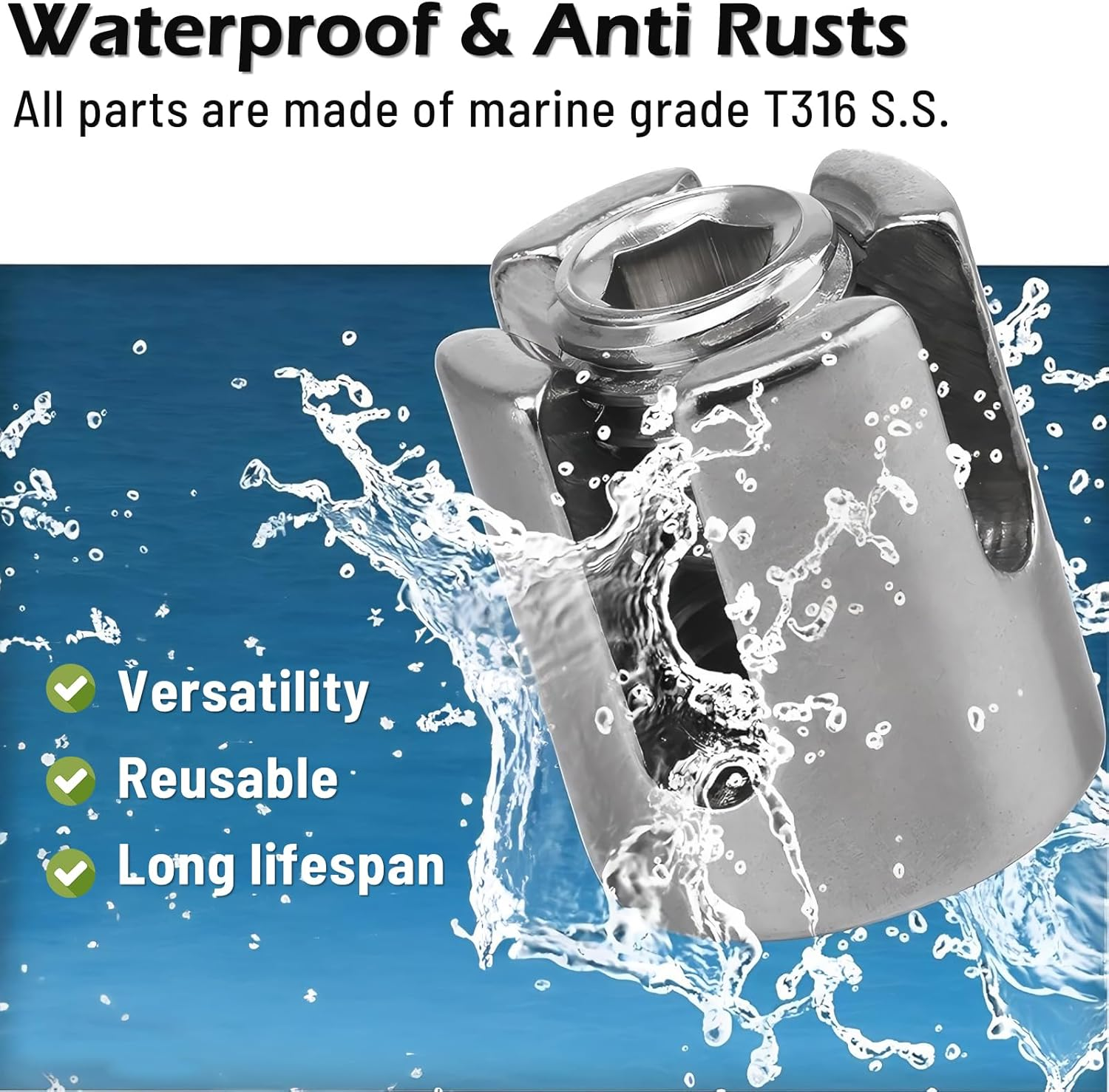 Acemaker 20PCS Cross Cable Clamps, T316 Stainless Steel Cross Clamps for 1/8" Wire Rope or Rod Fittings, No Drilling Required Clips for Wire Trellis Kits, Espalier Cable Trellis System (Invisible) image number 1