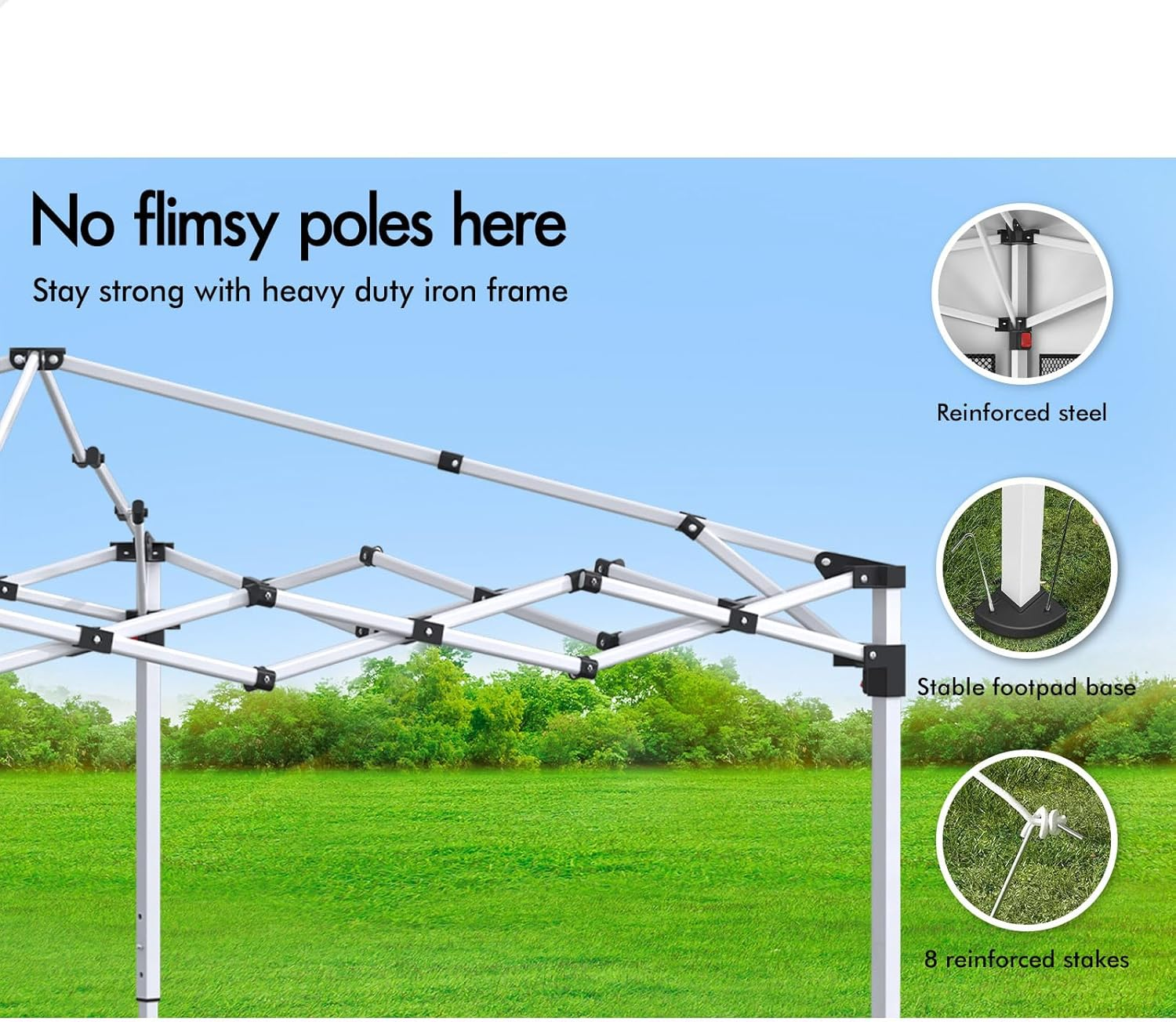 ALFORDSON Gazebo Marquee 3 X 3M with 4 Mesh Wall Panels and Pegs & Ropes, Easy Set-Up Canopy with Carry Bag, Camping Shelter Shade with Steel Frame for Wedding Party Pavilion, White image number 7