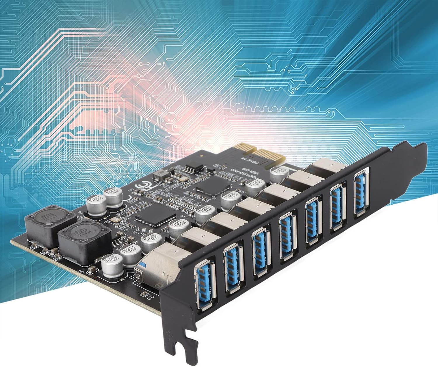 7 Port PCI Express Expansion Card, USB 3.2 GEN1 5Gbps 7 Port Front Expansion Card, for Win, for Linux image number 6