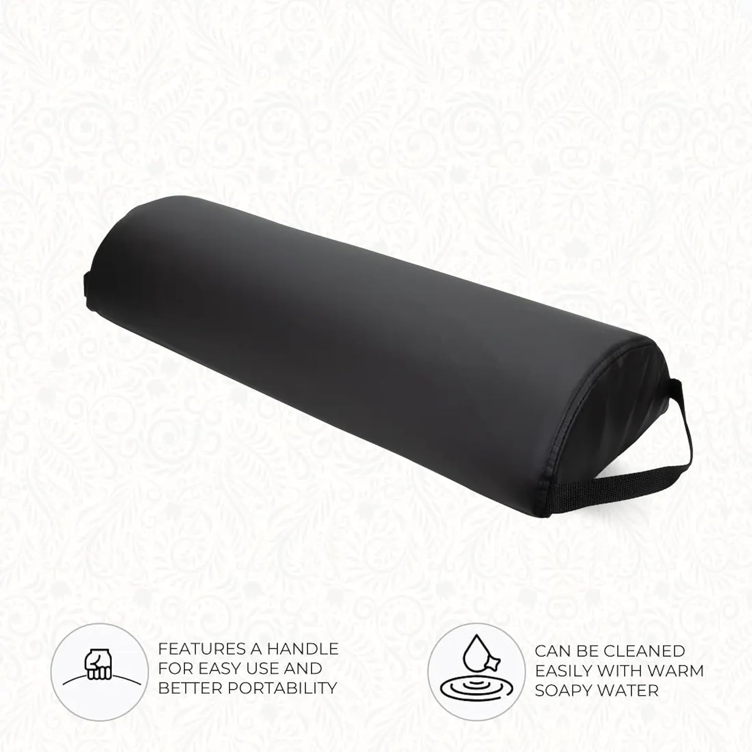 Forpro Premium Jumbo Half-Round Bolster Pillow for Massage and Yoga, Oil and Stain-Resistant, 9&rdquo;W X 4.5" H X 26&rdquo;L, Black, Black, 9&rdquo; W X 4.5" H X 26&rdquo; L image number 5