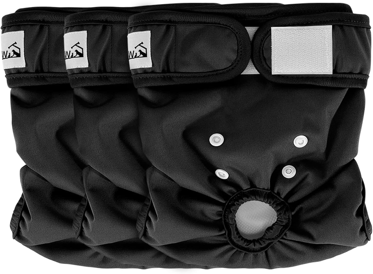 Slowton Washable Dog Diaper, 3 Pack No Leak Comfortable Doggie Diaper with Adjustable Snap Buttons Reusable Female Dog Diapers for Heat Period Excitable Urination