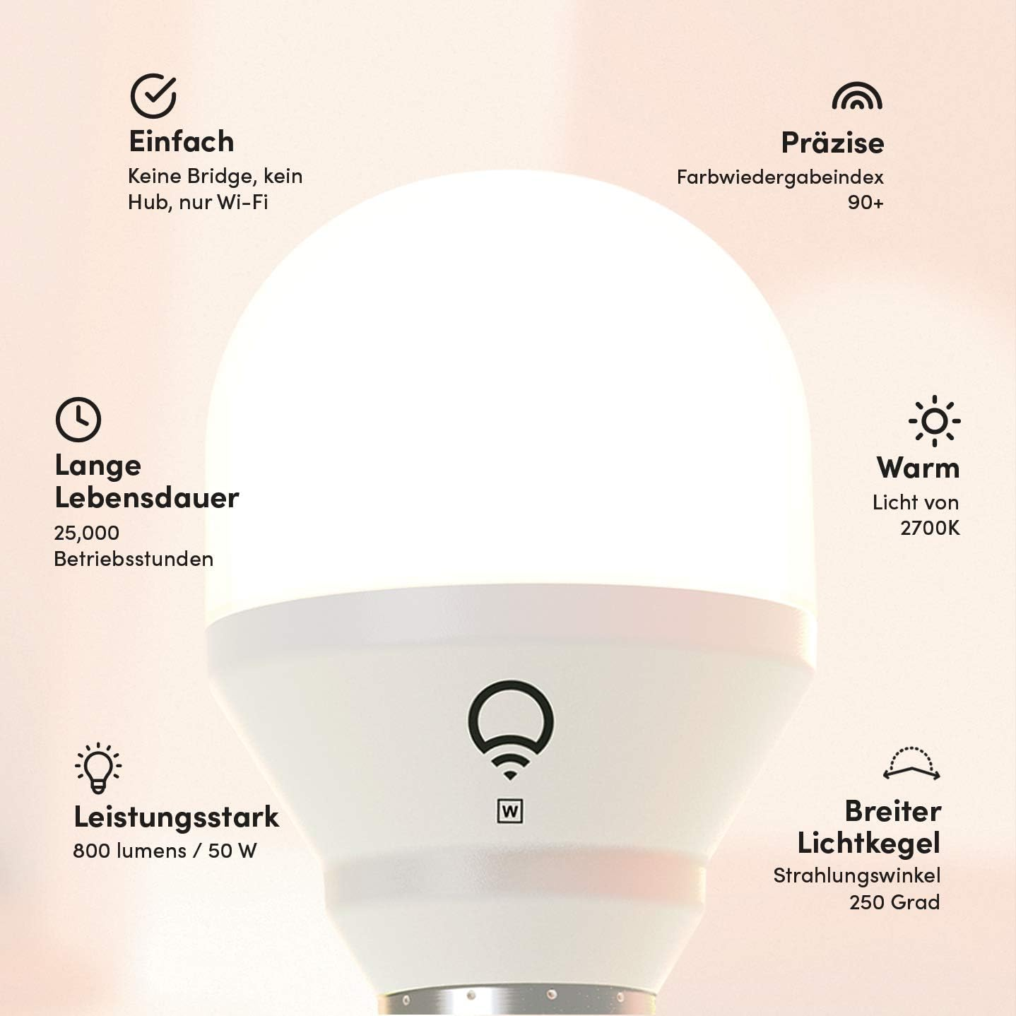 LIFX White [E27 Edison Screw], 800 Lumens, Wi-Fi Smart LED Light Bulb, Warm White, Dimmable, No Bridge Required, Compatible with Alexa, Hey Google, Apple Homekit image number 3