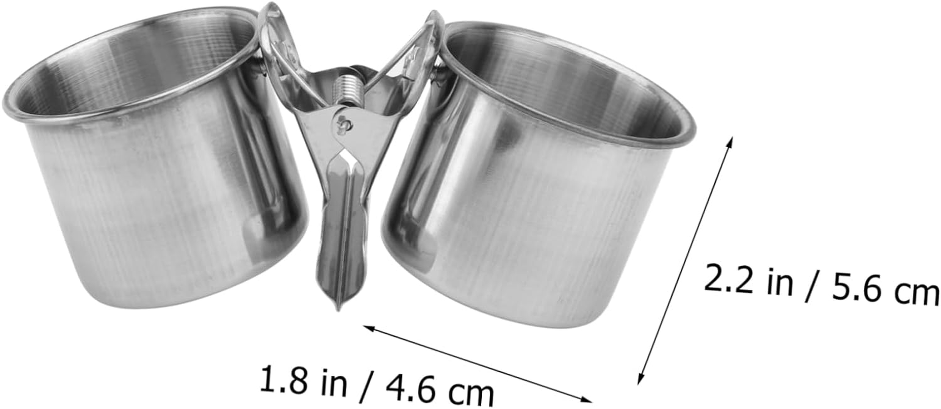 DOITOOL Parrot Feeder Water Bowl Stainless Steel Double Cups Clip Bird Feeding Bowls Cage Accessories for Birds image number 4