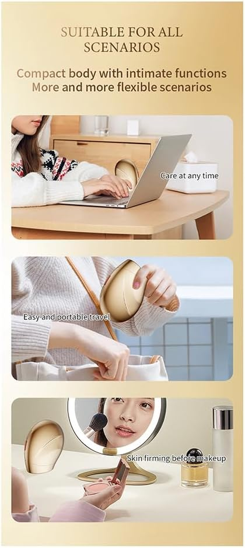 Domoi Radio Frequency Spa Machine Wrinkle Removal Skin Face Tightening Beauty Care Device Collagen Easy to Use Gold image number 6