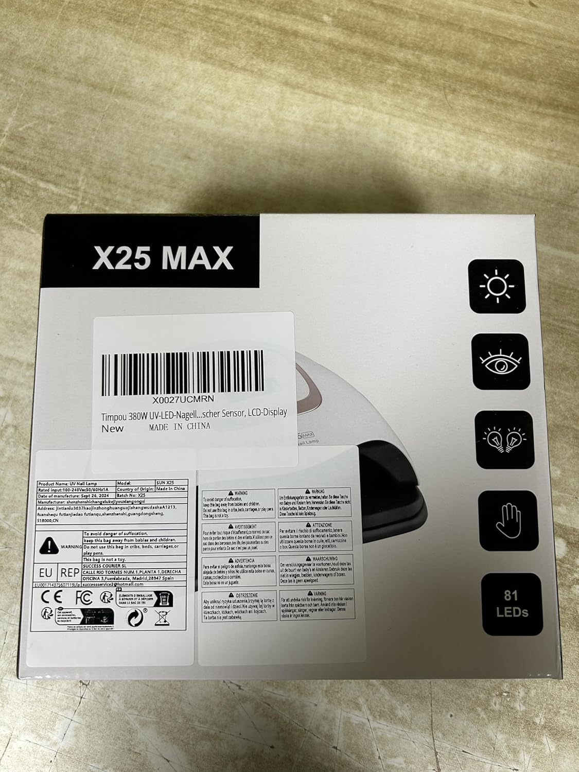 Timpou 380W UV LED Nail Lamp with 81 LED Beads, Professional Nail Dryer Gel Nail Polish, UV Nail Light with 4 Timer Settings, Automatic Sensor, LCD Display image number 3