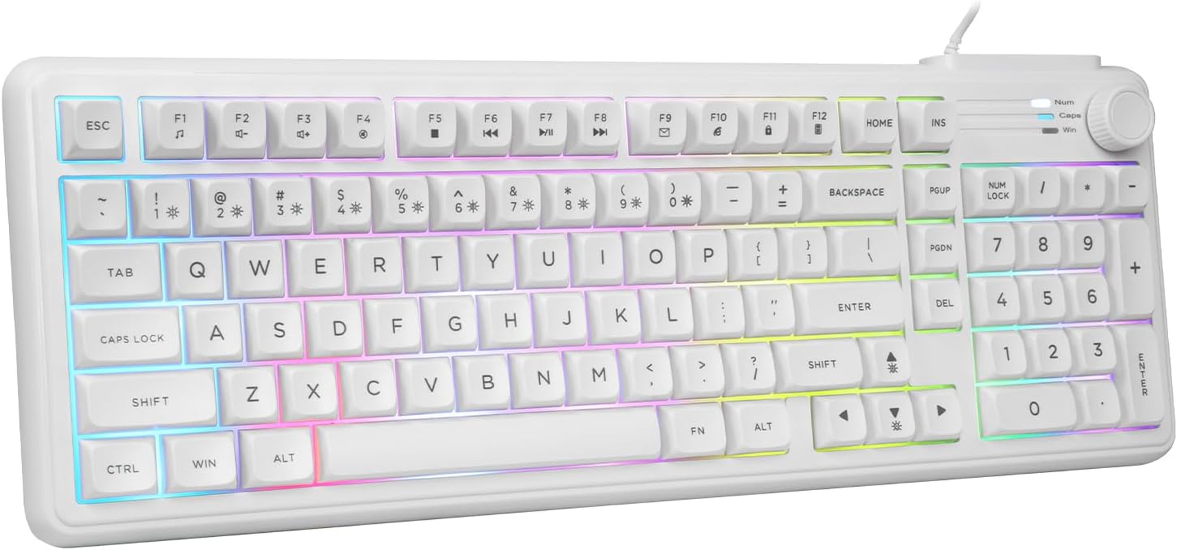 99 Keys RGB Wired Gaming Keyboard with Number Pad Knob,Mechanical Feeling Gaming Keyboard with Multimedia Keys,One-Touch Backlit, Anti-Ghosting, Compatible with PC, Mac, PS4/5, Xbox image number 6
