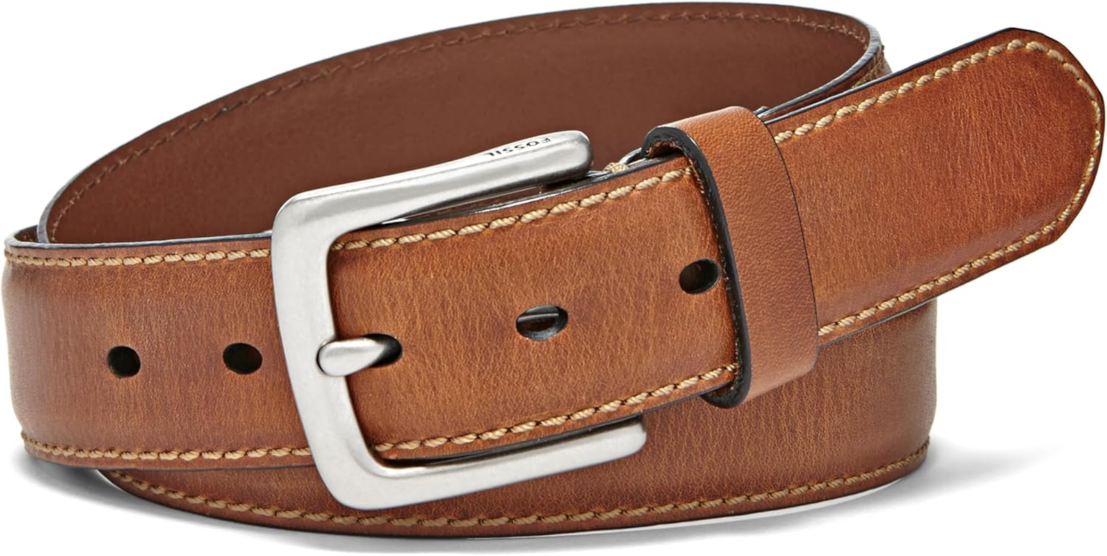 Fossil Men'S Brown Leather Belt for Men, Aiden Brown, 34 image number 2