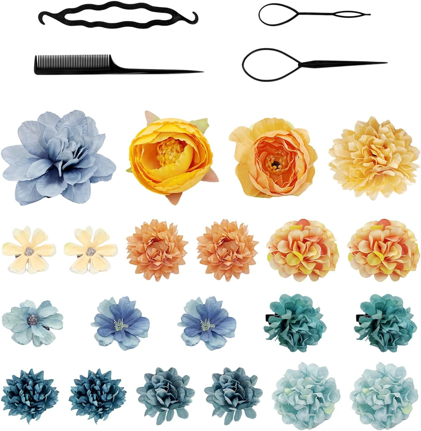 21 Flower Headpieces and 4 Pieces Hairpin, Hair Styling Accessories, Elee Floral Hairpin, Party Clothing Accessories image number 4