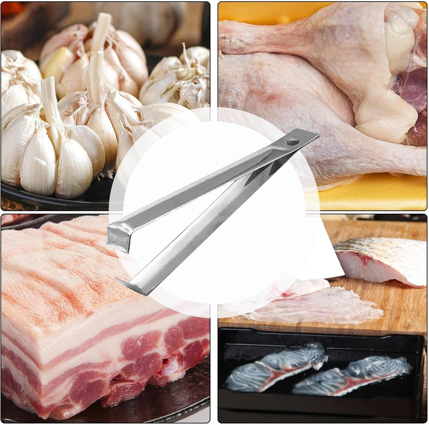 Garlic Skin Remover - Stainless Steel Tweezer Garlic Peeler Clips,Kitchen Gadgets, Comfortable Garlic Tweezers for Fish Bones & Serving Appetizers