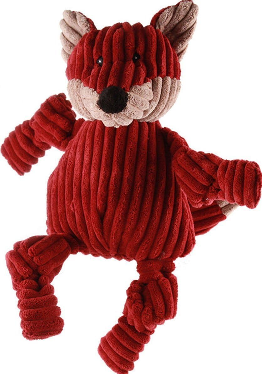 Hugglehounds Plush Corduroy Durable Squeaky Knottie, Dog Toy, Great Dog Toys for Aggressive Chewers, Fox, Large image number 5