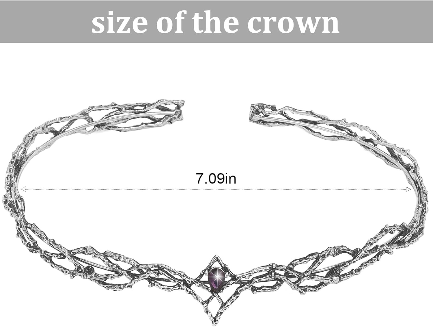 ANBALA Rhinestone Fairy Crown for Women Crystal Elf Crown Silver/Gold Circlet Costume Headwear for Men Renaissance Headpiece for Birthday Party Cosplay Halloween - Gold-1 image number 6