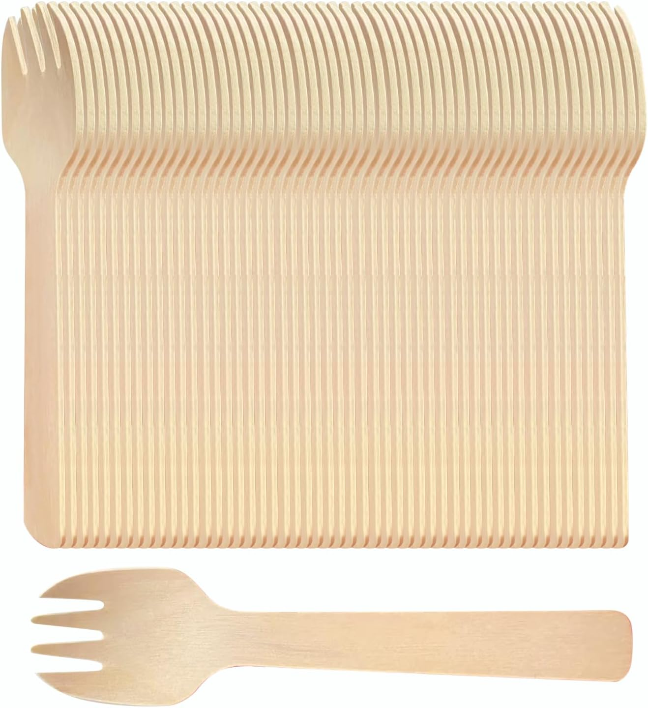 200Pcs 4 Inch Mini Wooden Forks, Biodegradable Compostable Birchwood, Food Grade Disposable Spoons Disposable Wooden Cutlery for Parties, Weddings, Camping. image number 3
