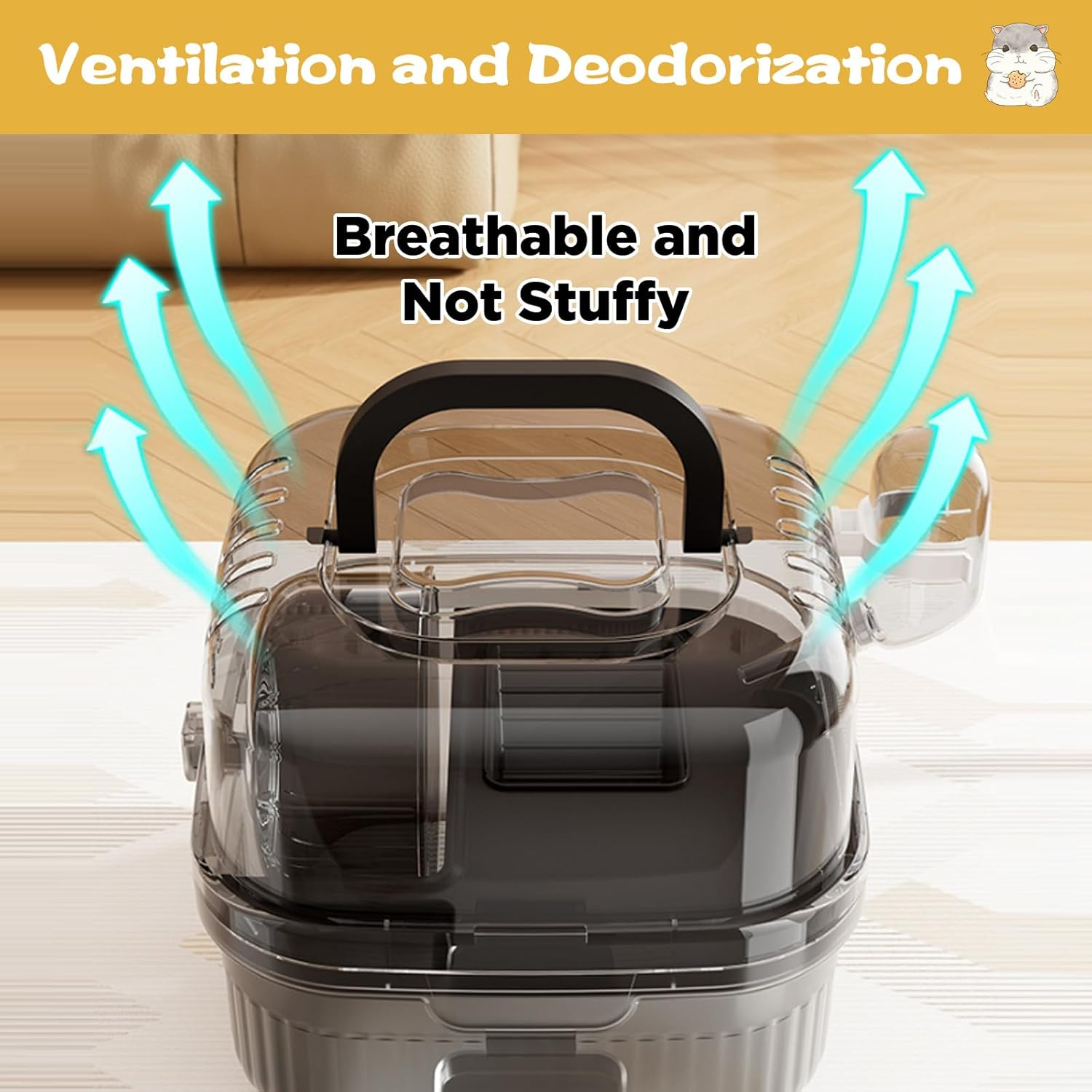 SUSOO 2-Tier Hamster Carrier with Hidden Carry Handle,Portable Small Animal Travel Cage with Water Bottle,Food Dish and Exercise Wheel,Outdoor Vacation House for Guinea Pigs,Dwarf Hamsters & Toy Pet image number 1