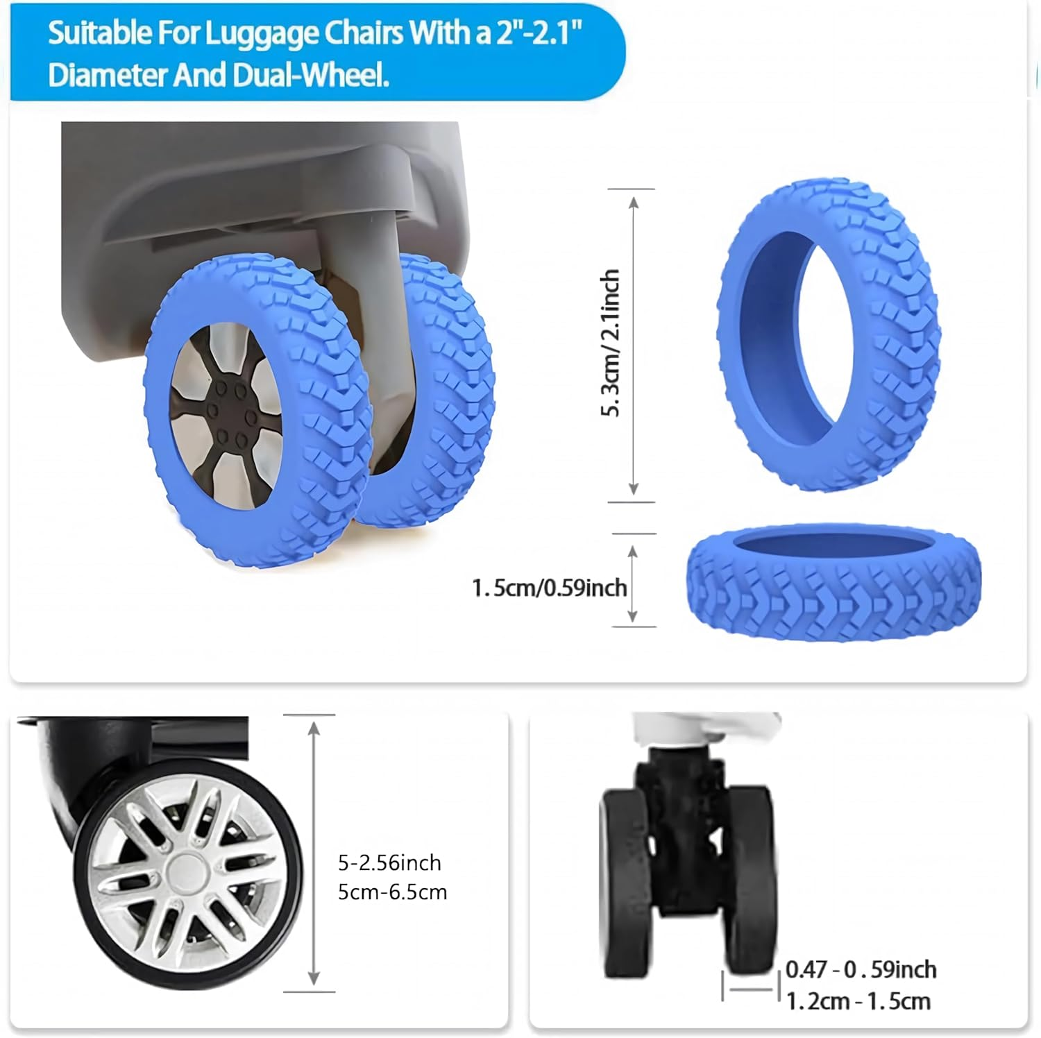 16 Luggage Wheel Protection Covers, Noise-Proof Glider Protection, Rubber Wheel Covers for Luggage Double-Wheel Office Chairs, Dust and Scratch Noise Reduction image number 1