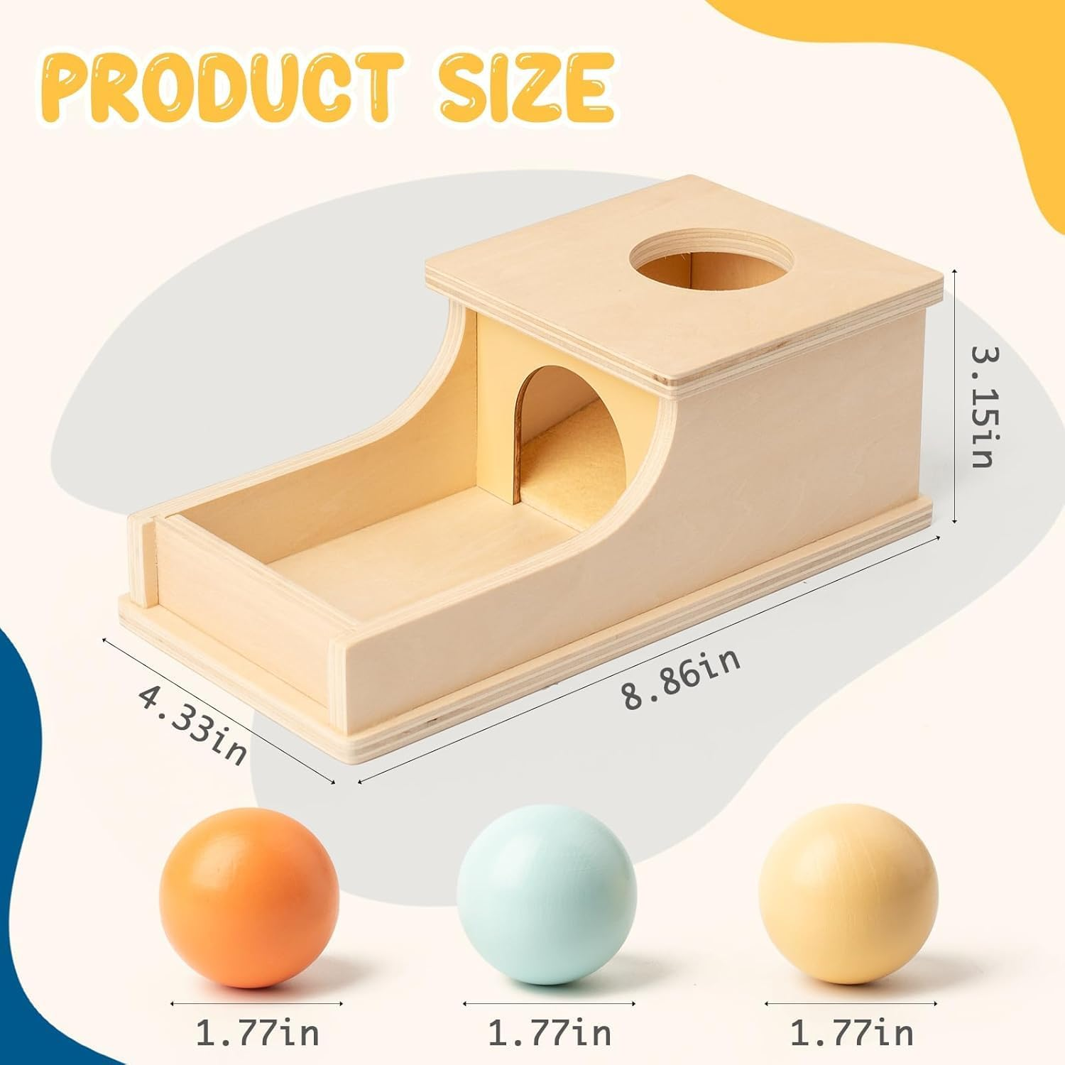 Toy Life Object Permanence Box with Tray and 3 Balls Montesorri Toys 6-12 Months Ball Drop Toy Box Wooden Baby Montessori Toys for Baby Developing Motor Skills and Hand-Eye Coordination image number 2