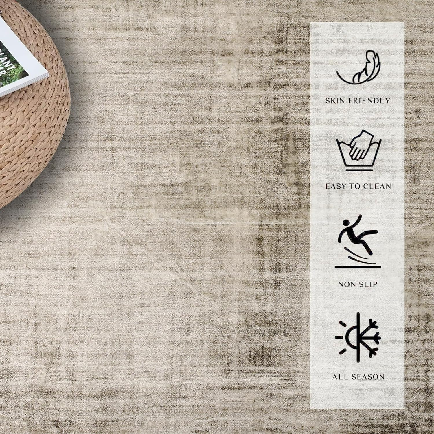 Tinyboy-Hbq Area Rugs Living Room Abstract Non-Slip Rug Modern Washable Carpet Soft Non Shedding Floor Mat Rugs for Bedroom Dining Room Decor (Abstract Beige Grey/Light Brown, 80&times;120 Cm) image number 4