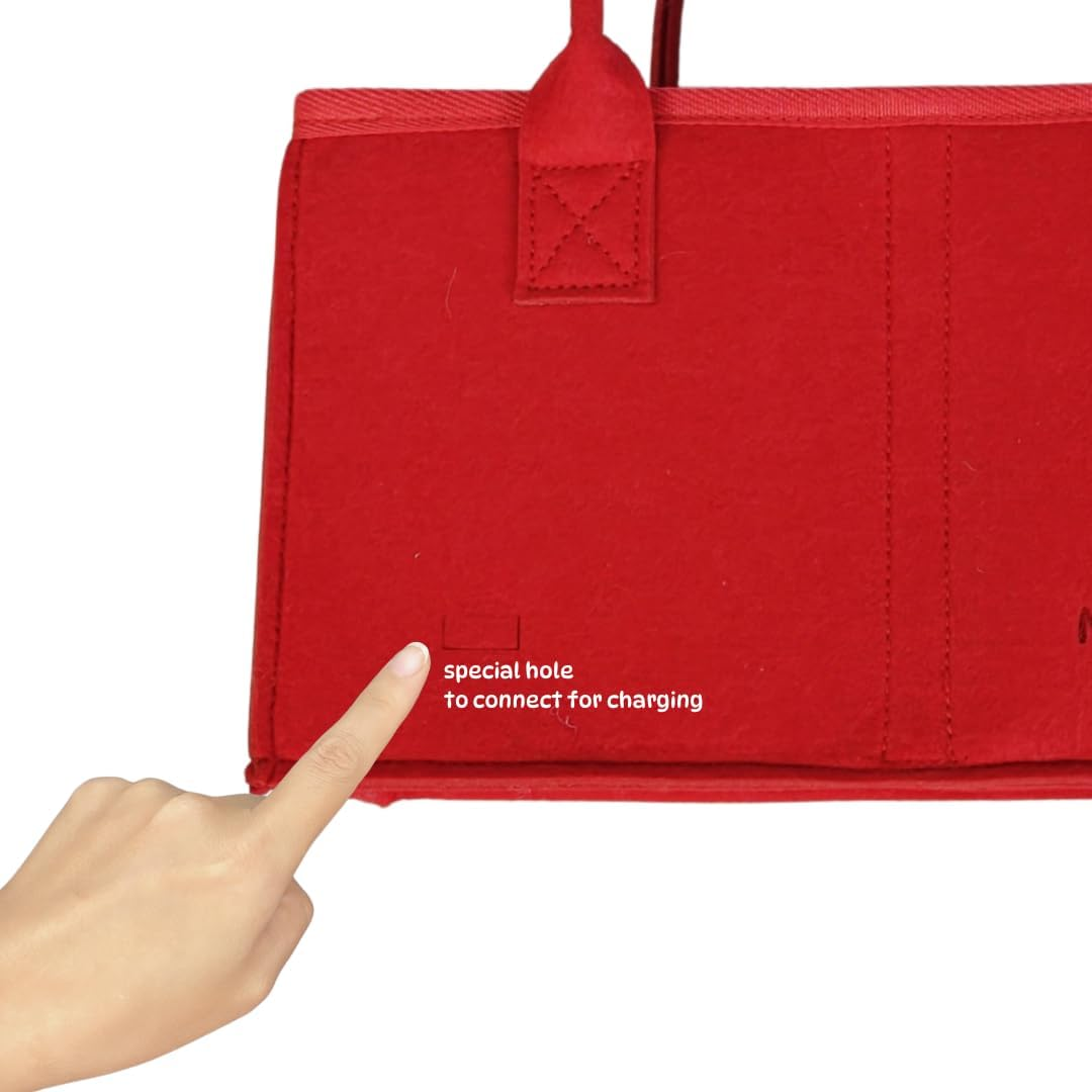 Case for Toniebox Music Box Carry Bag Felt with Inner Pocket Red Color with Partition and Elastic Straps 2025 image number 2