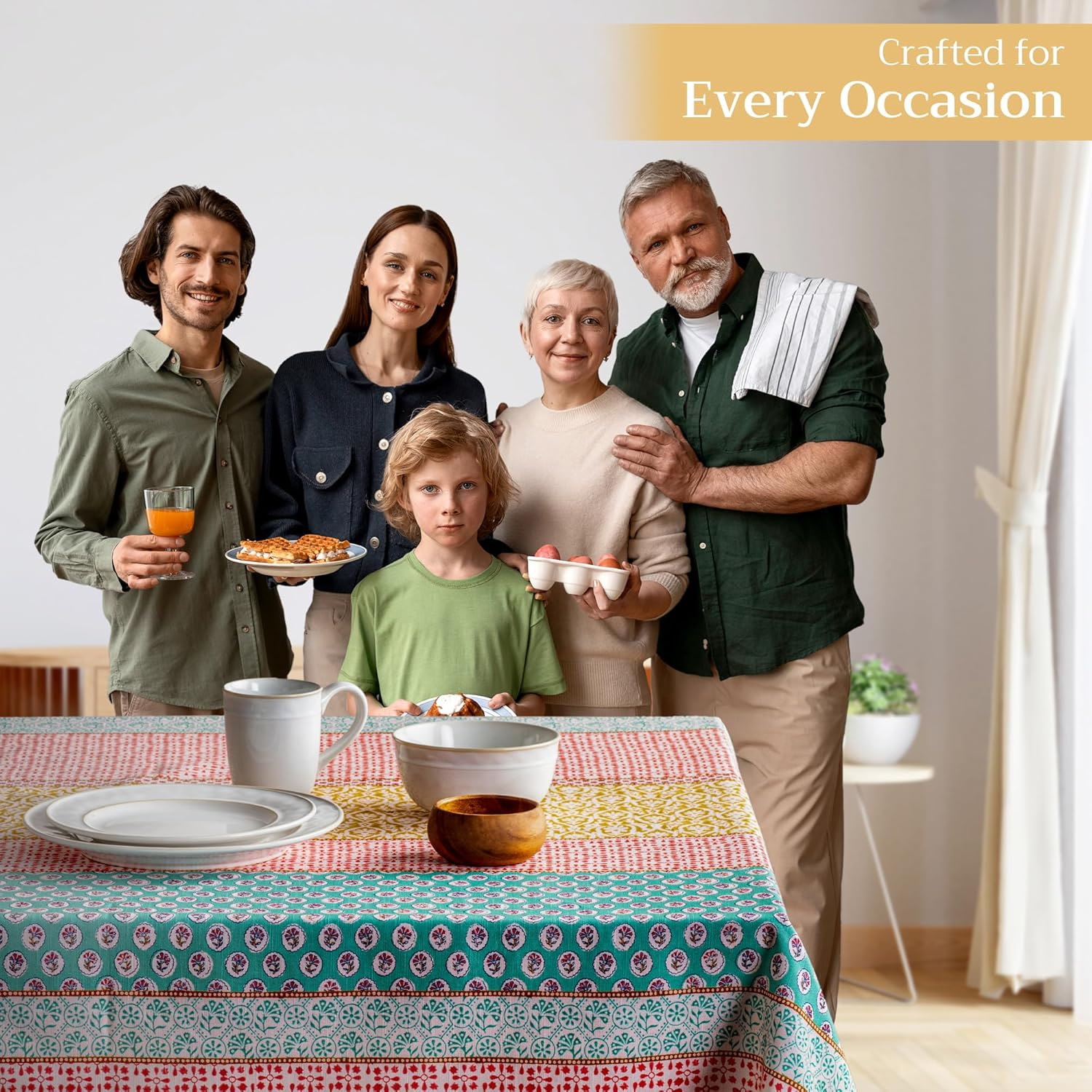 Maison D'Hermine Table Cloth Rectangle Table 100% Cotton 60 X 108 Inches Tablecloth Reusable Decorative Everyday Use for Dining Room, Farmhouse, Home, Party, Festive & Wedding Spring Summer - Provence image number 4