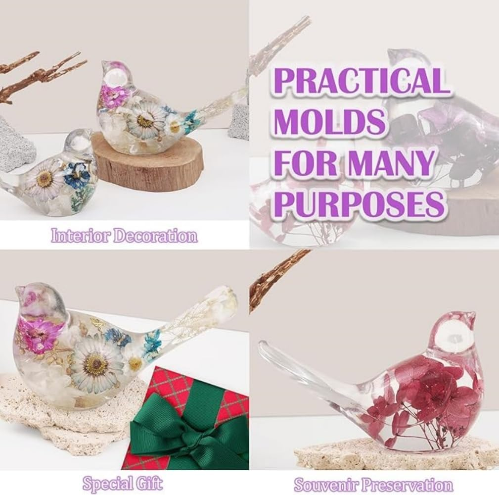 3D Bird Silicone Resin Casting Molds, 2 Pieces, White, for DIY Crafts and Desktop Decor ﻿ image number 4