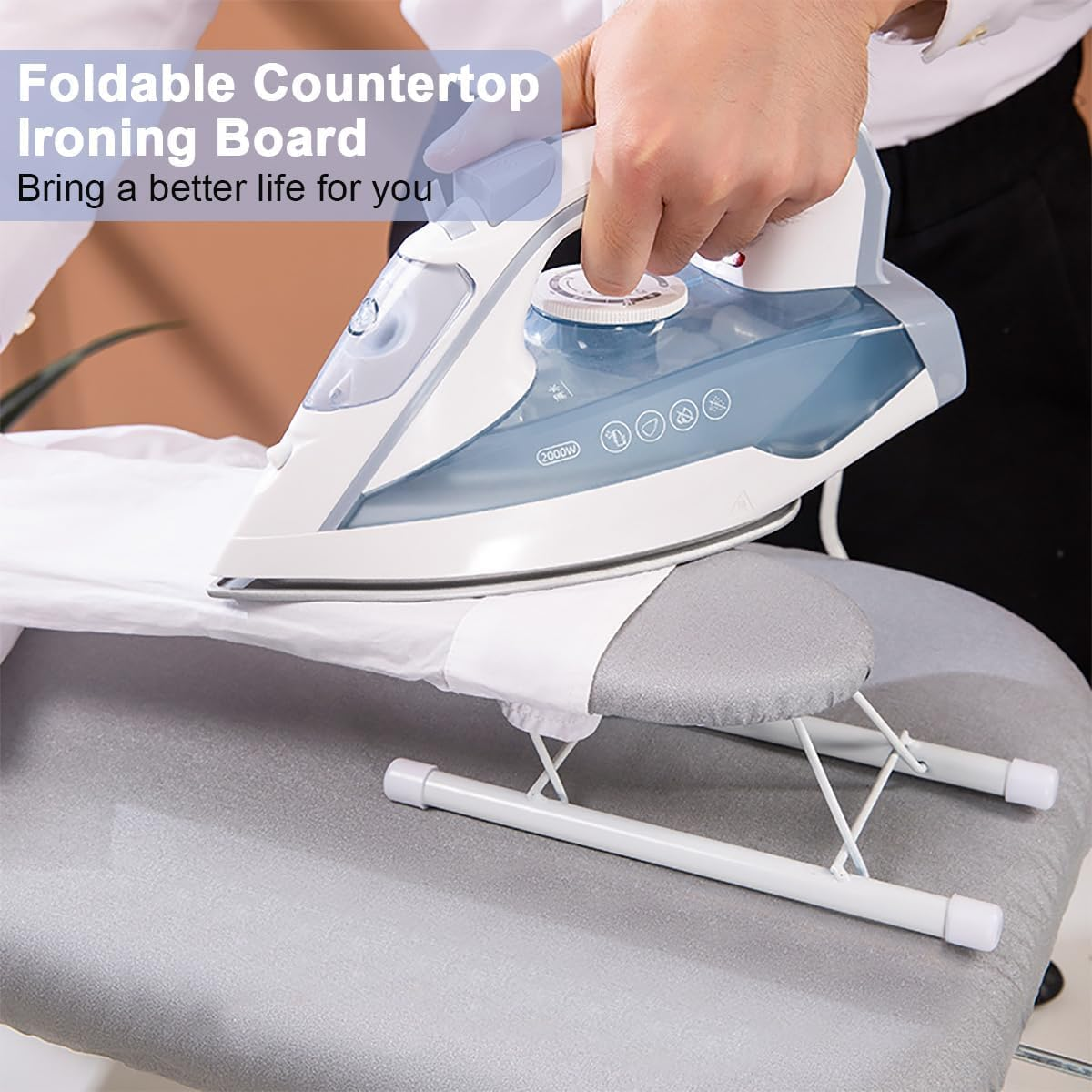 Countertop Ironing Board, Foldable Ironing Board with Ironing Rest Portable Sleeve Ironing Table Top Mini Space Saving Ironing Station Cover T-Leg Heat Resistance Pad for Laundry Travel Dorm Home image number 4