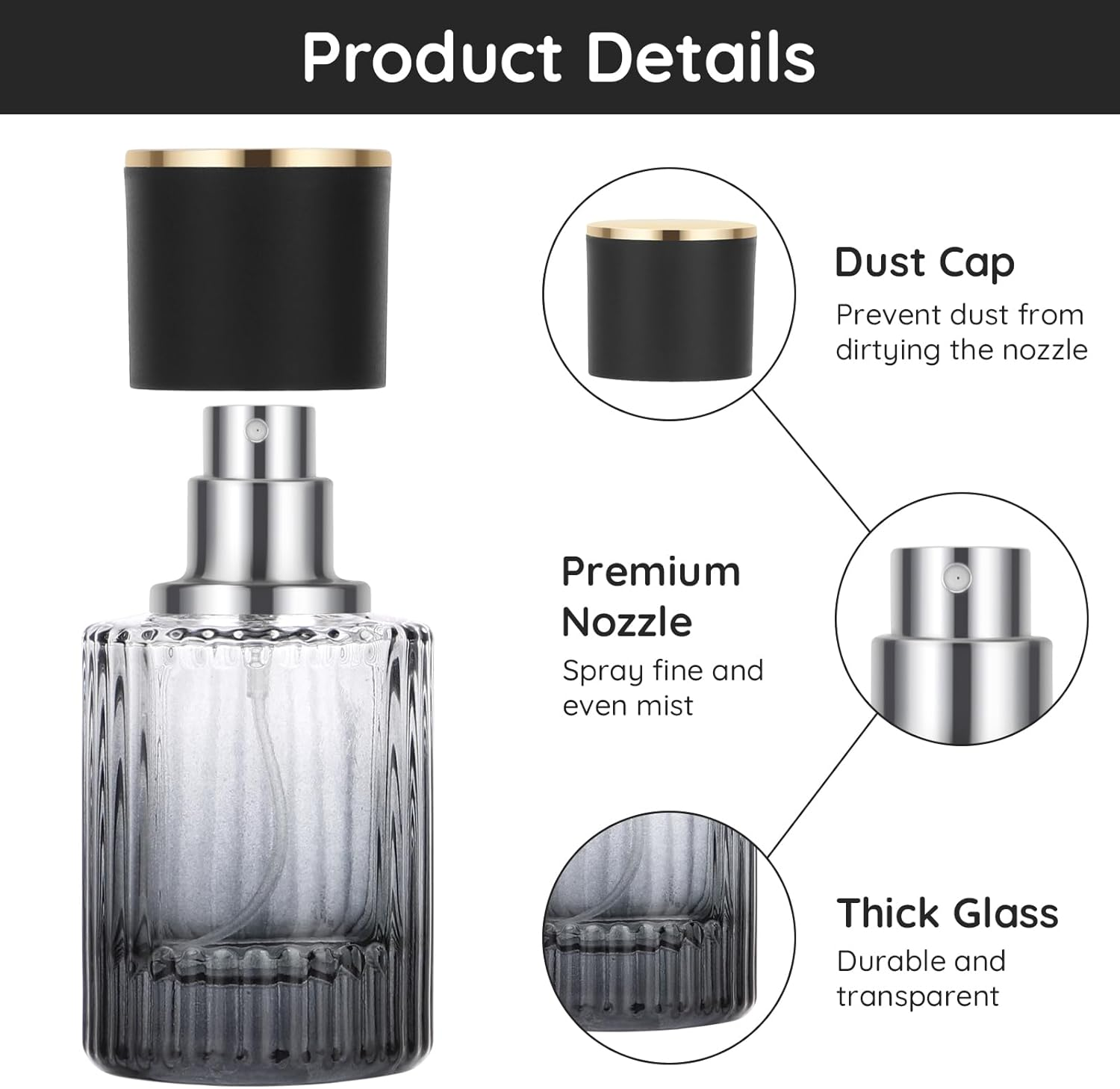 Segbeauty Travel Perfume Refillable Bottle, 2 Pcs Perfume Atomiser 30 Ml, Glass Perfume Spray Bottle, Perfume Empty Bottles, Portable Perfume Sprayer for Handbag (Gradient Black) image number 7
