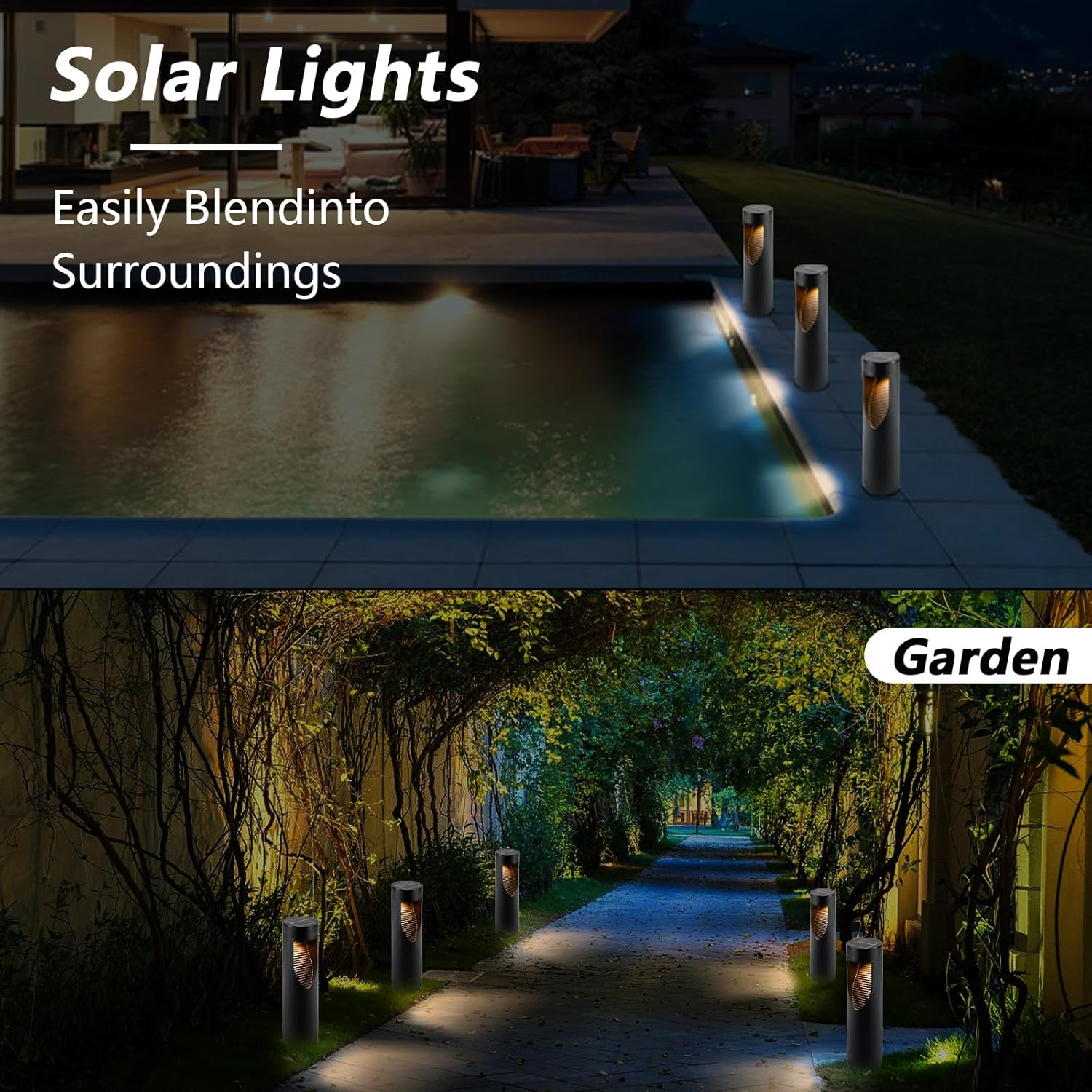 Solar Path Lights Outdoor 1 Pack, Bright Solar Pathway Lights outside Waterproof, Warm & Cool Walkway Lights Solar Powered, Landscape Lights for Driveway Lawn Patio Garden Yard image number 2