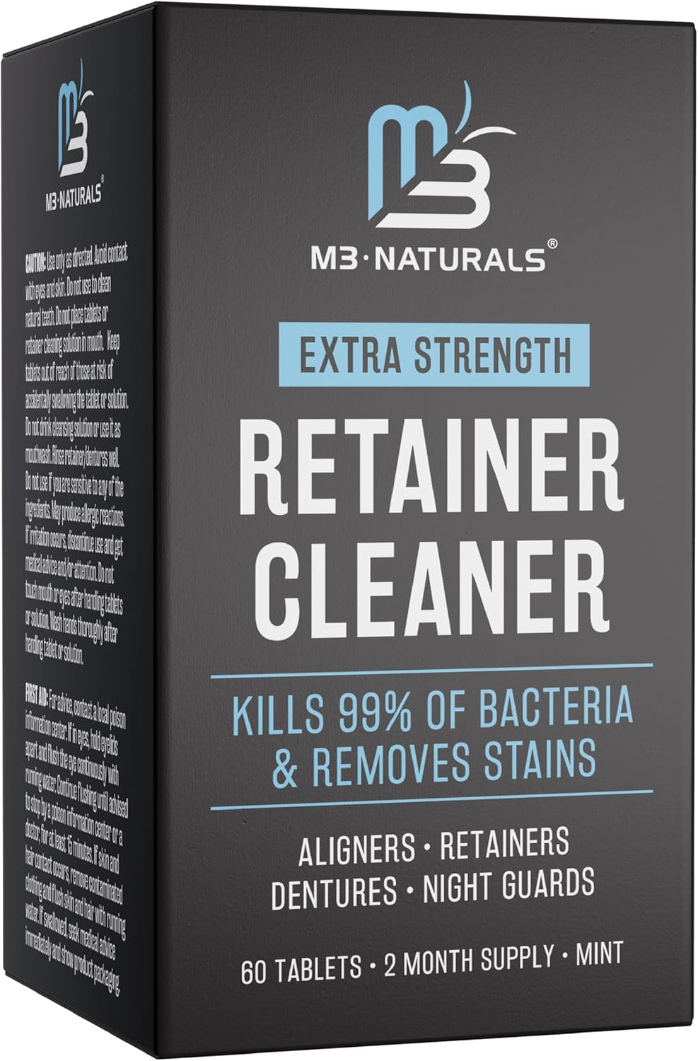 Retainer Cleanser Tablets Cleaner FSA HSA Approved Remove Odors Discoloration Stains and Plaque 2 Month Supply Denture Cleansers Retainers Mouth Guards Denture Bath Mint by M3 Naturals image number 6