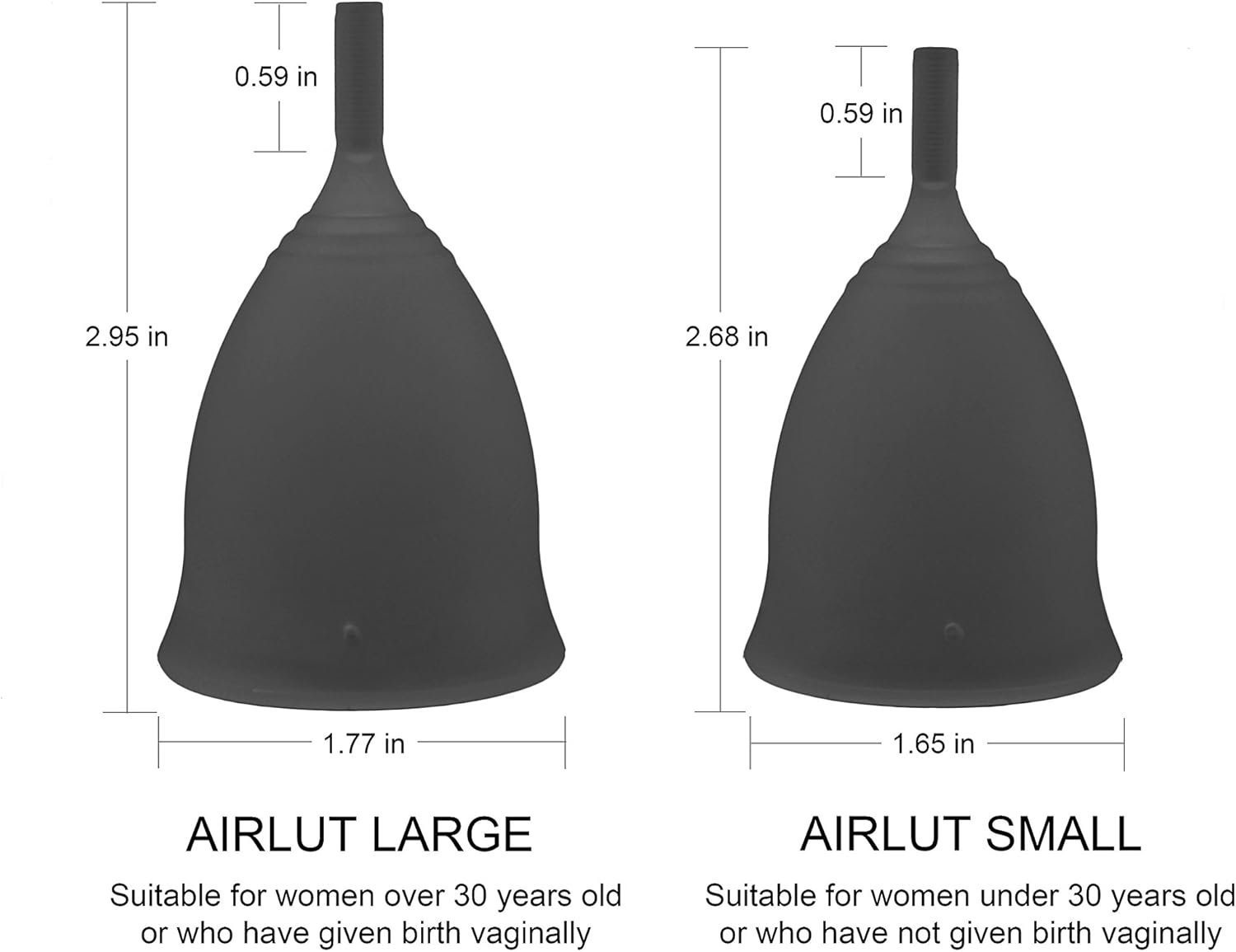 Airlut Menstrual Cup with Storage Carry Bag, FDA Approved, Tampon and Pad Disposable Alternative Feminine Complete Protection for Pre Childbirth Woman (Small, Black) image number 4