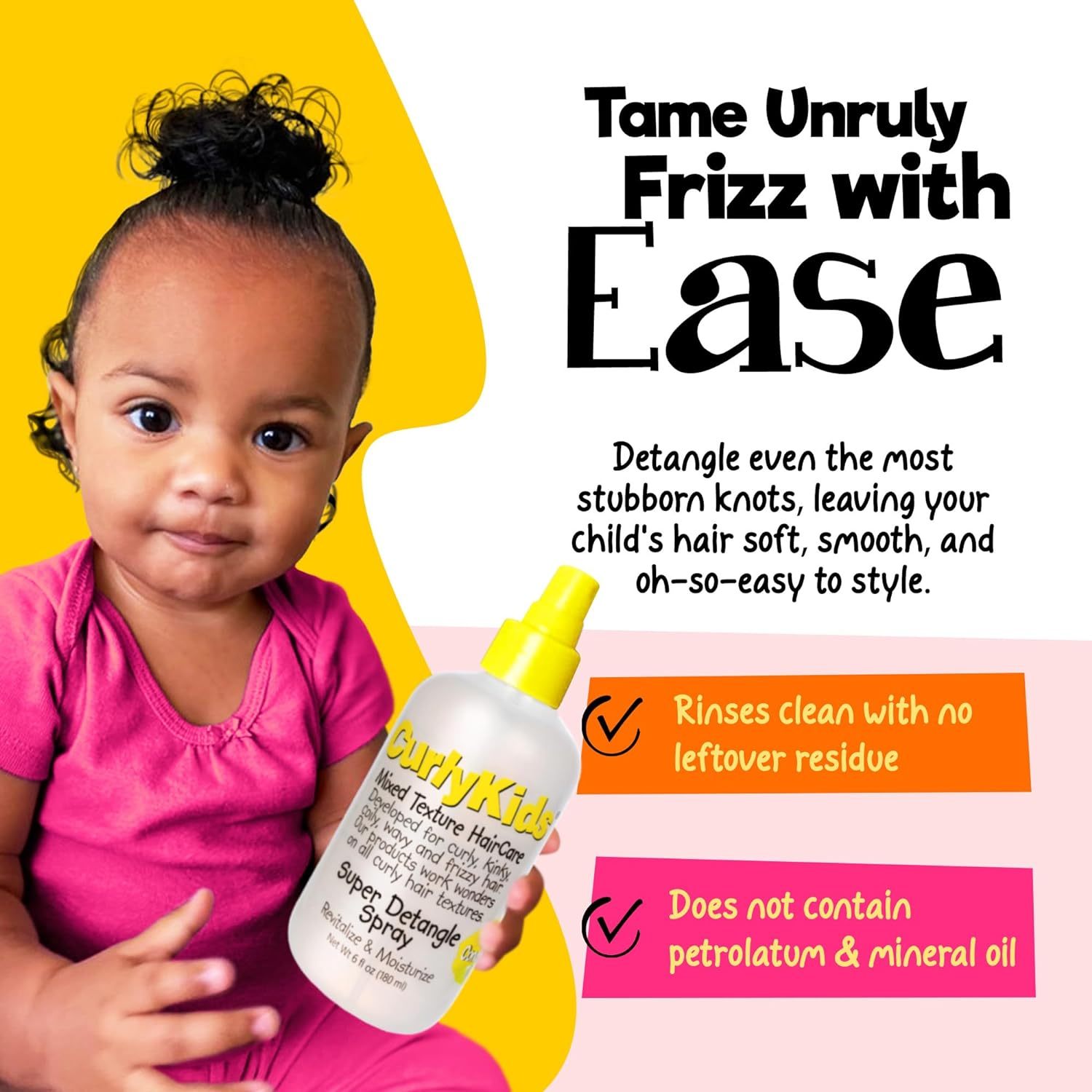 Curlykids Super Detangling Spray | Frizz Control Hair Detangler Spray for Kids, Hair Care for Kinky, Wavy & Curly Hair, Sulfate & Paraben Free, 3 Pack image number 2