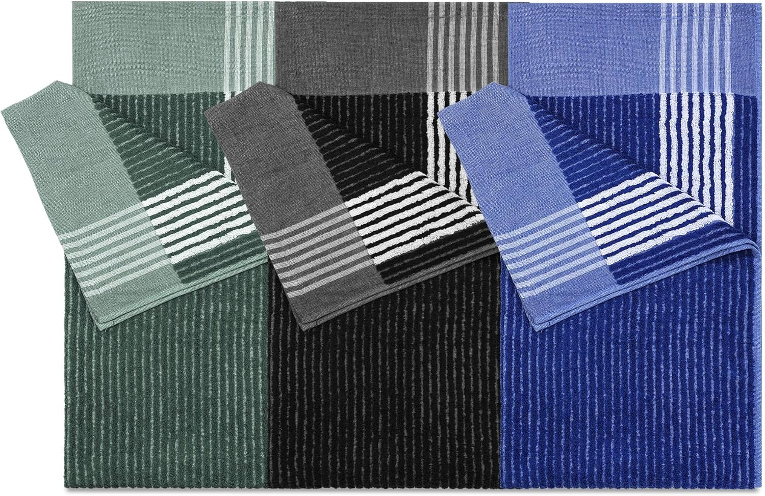 Buryeah Golf Towel 22 X 44 Inch Cotton Golf Caddy Towel Camping Large for Caddies Golfers Tour Players Club with Stripe(Blue,Gray,2 Pcs)