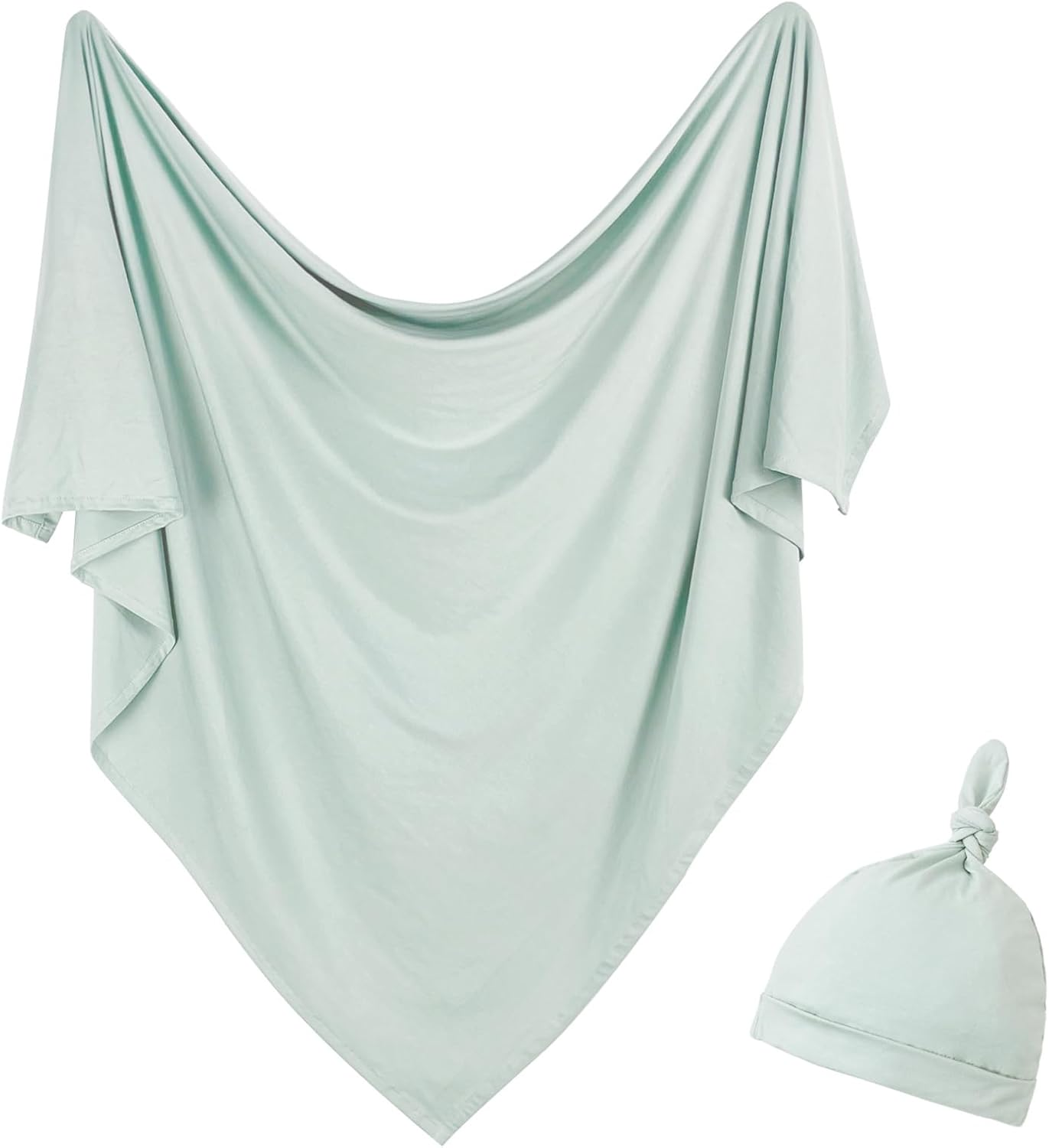 Newborn Swaddle Blanket with Hat Set Baby Swaddle Set Hospital Receiving Blankets for Girls Boys(Sage,35"*35") - Blush image number 5