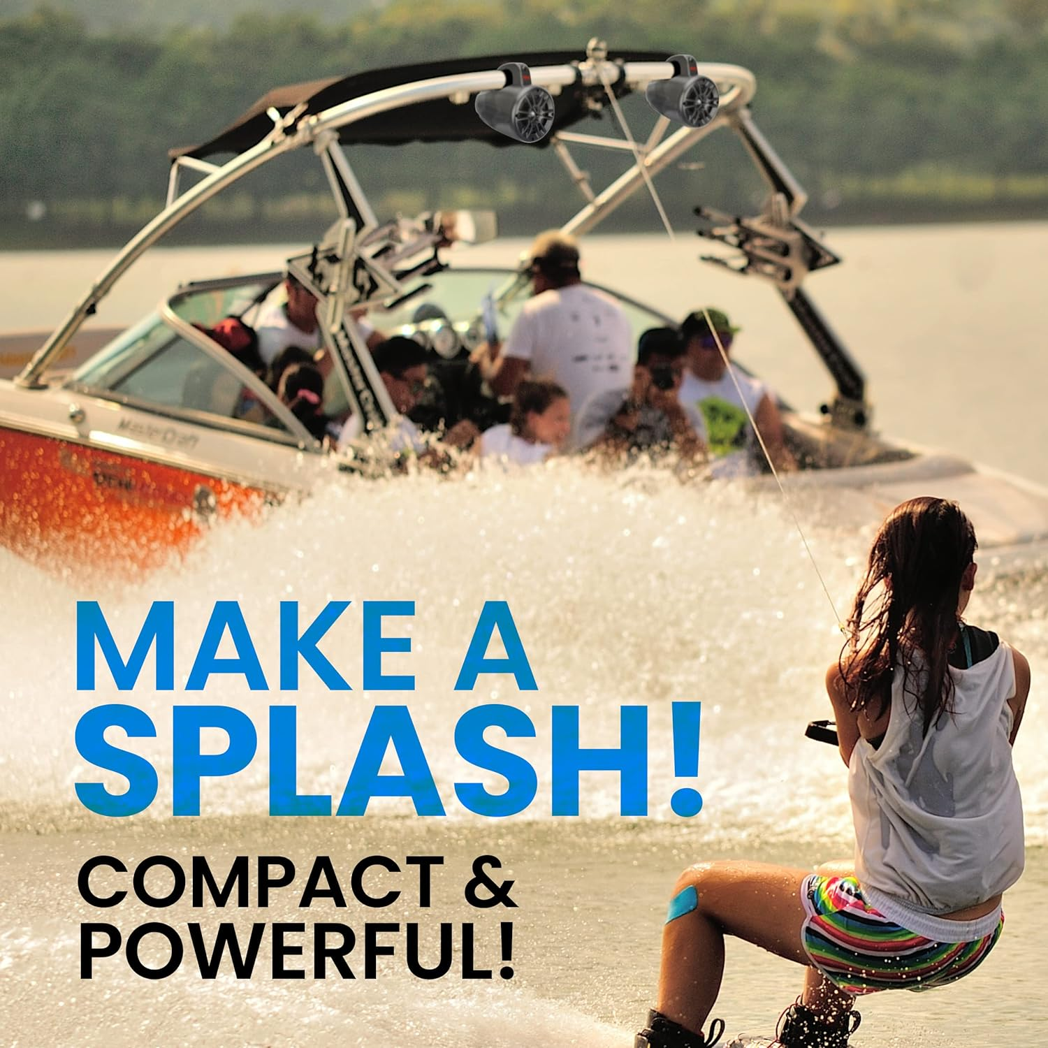 BOSS Audio Systems MRWT40 Marine Waketower Speaker System - 400 Watts of Power per Pair, 200 Watts Each, 4 Inch, Full Range, 2 Way, Marine Grade Weatherproof, Sold in Pairs image number 4