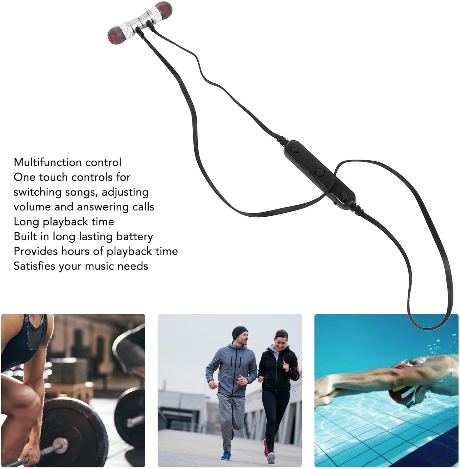 Dpofirs Wireless Headphones Hifi Stereo Noise Cancelling Neckband Earphones for Sports, Lightweight Design, for Fitness Enthusiasts