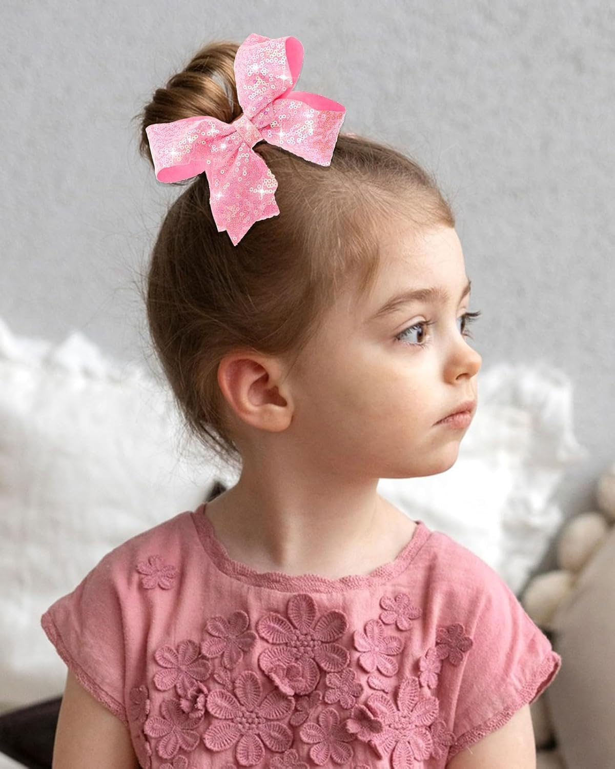 IPNSDON 2 X Pink Bow Hair Clips, Bow Hair Clips, Bow Hair Clips, Bow Hair Clips, Elegant Girls Hair Accessories for Girls (Pink, Red) image number 2