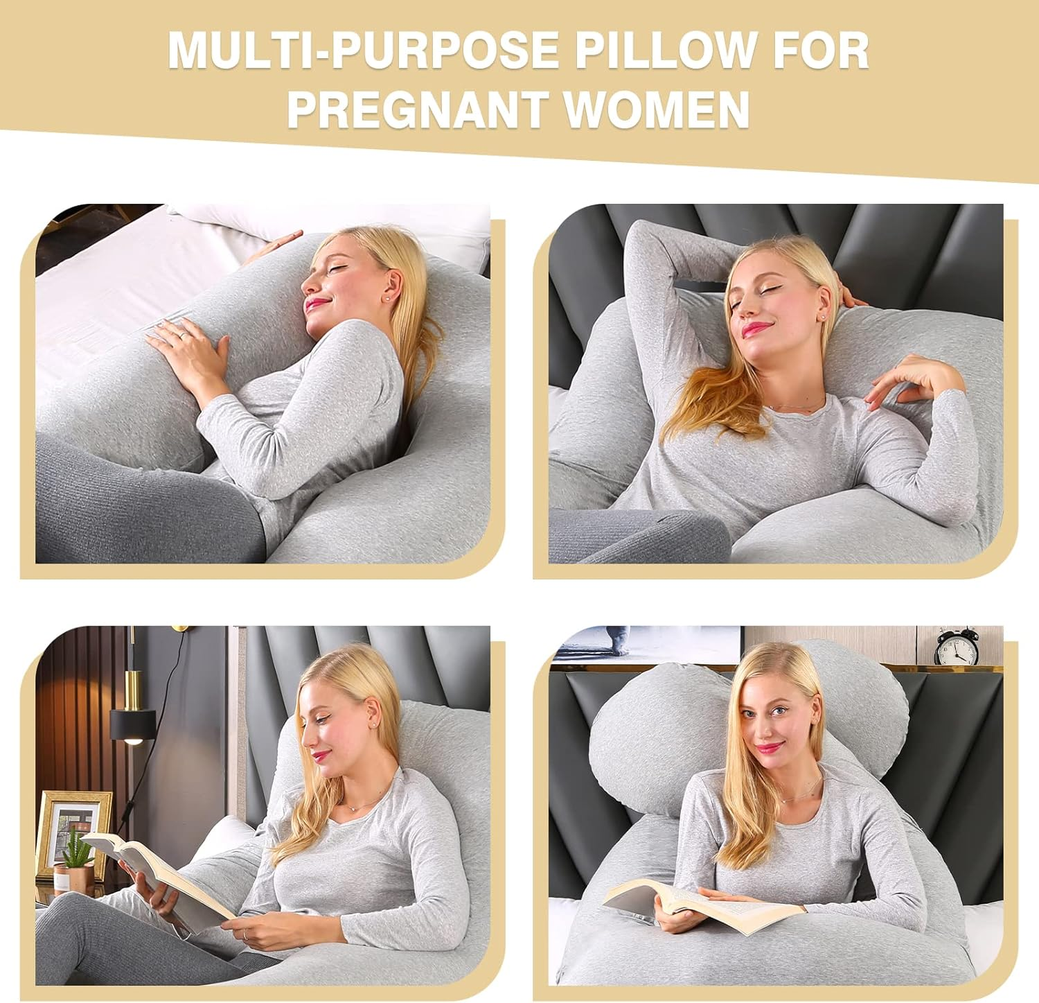 Advwin Maternity Pillow, Full Body Pregnancy Pillow, S-Shaped Maternity Pillow Support for Back, Legs, Neck, HIPS, Breathable and Skin-Friendly Nursing Pillow with Removable Cover image number 6