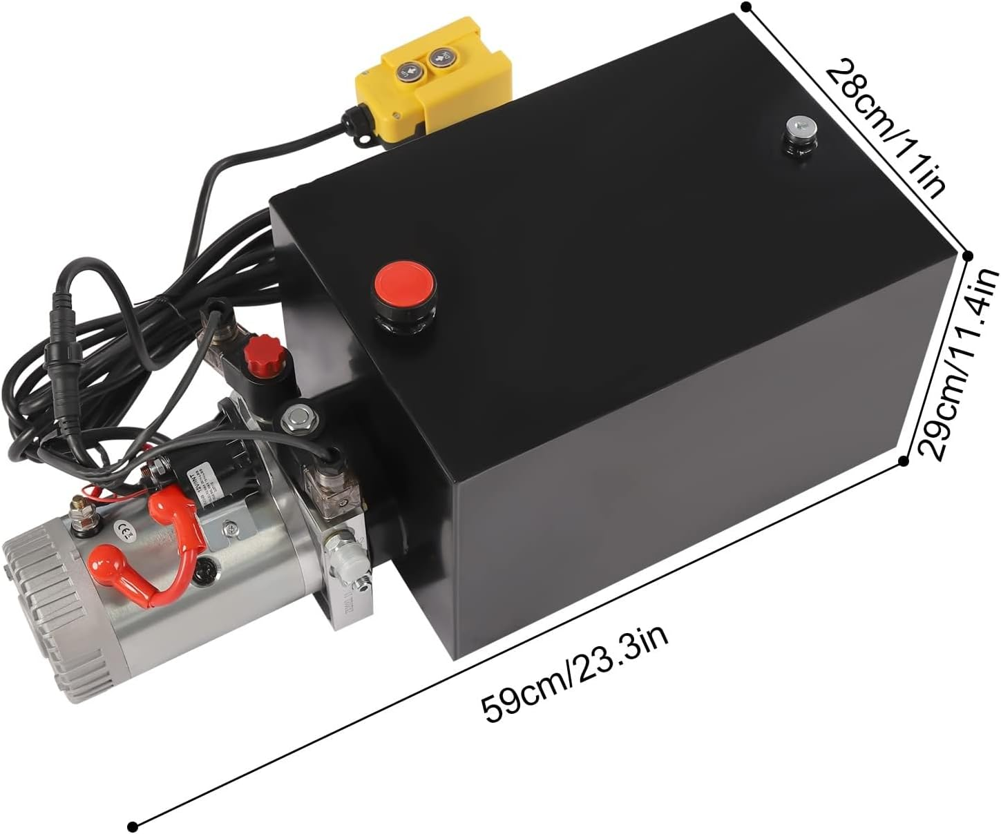 Double Acting Hydraulic Power Unit, 6/8/10 Quart Dump Trailer Hydraulic Pump DC 12V, with Metal Oil Reservoir Power Unit, for Dump Trailer Car Lifting, Remotely Controlled(8 Quart) image number 3