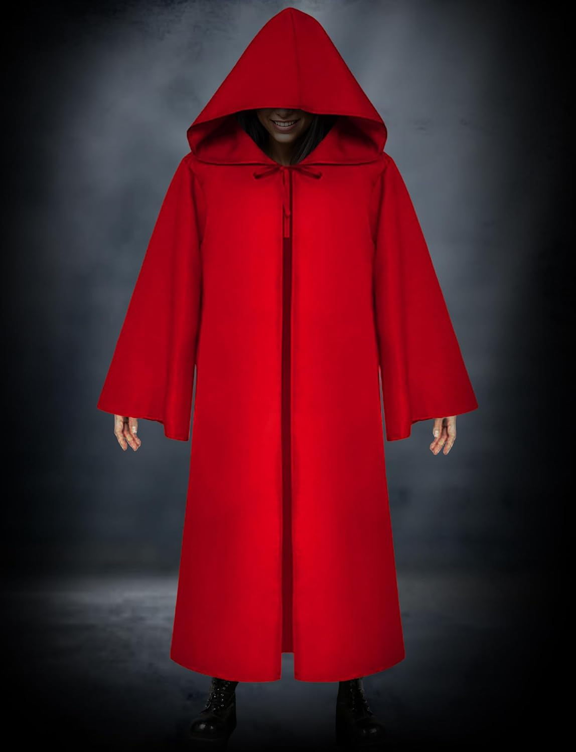 FEOYA Medieval Hooded Cloak for Men Renaissance Knight Wizard Cape Robe Halloween Masquerade Cosplay Costume image number 1