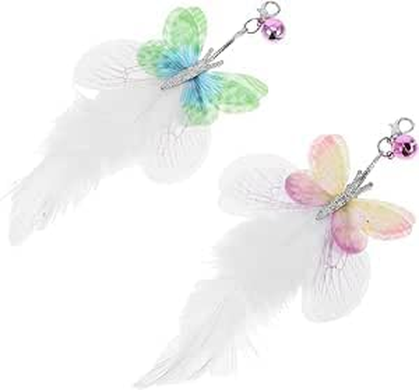 Crovakeu 2PCS Interactive Cat Wand Refills - Butterfly & Feather Replacement Toys for Cat Teaser Wand, Engaging Play for Indoor Cats & Kittens image number 3