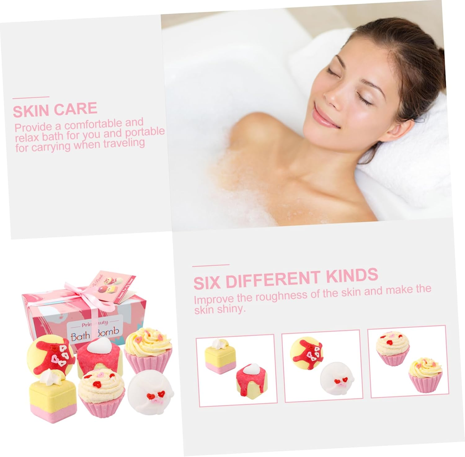 Beatifufu 6Pcs Adult Shower Spa Bath Balls Bubble Bombs Relaxing for Skin Care Relaxation image number 6